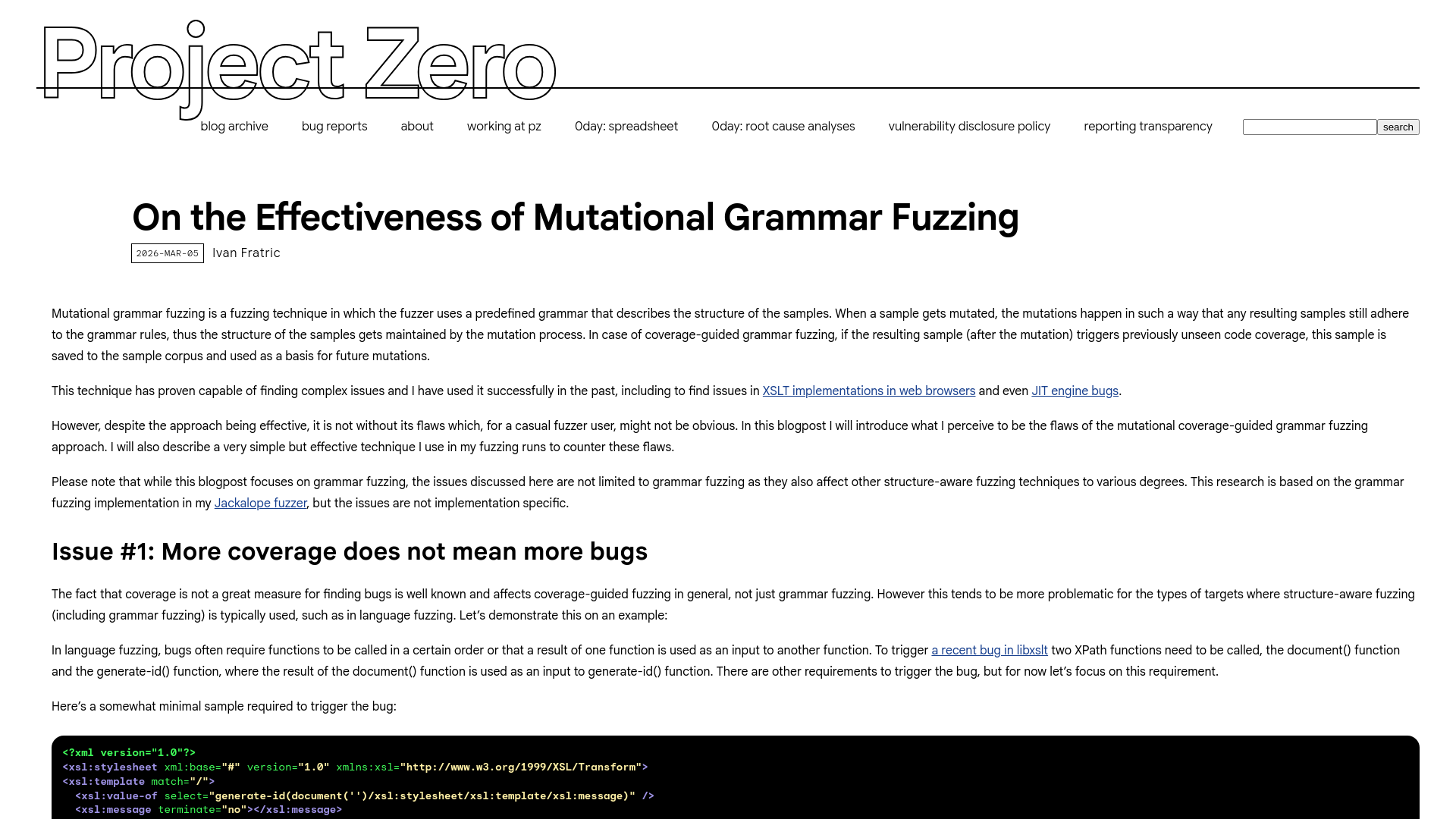 On the Effectiveness of Mutational Grammar Fuzzing - Project Zero