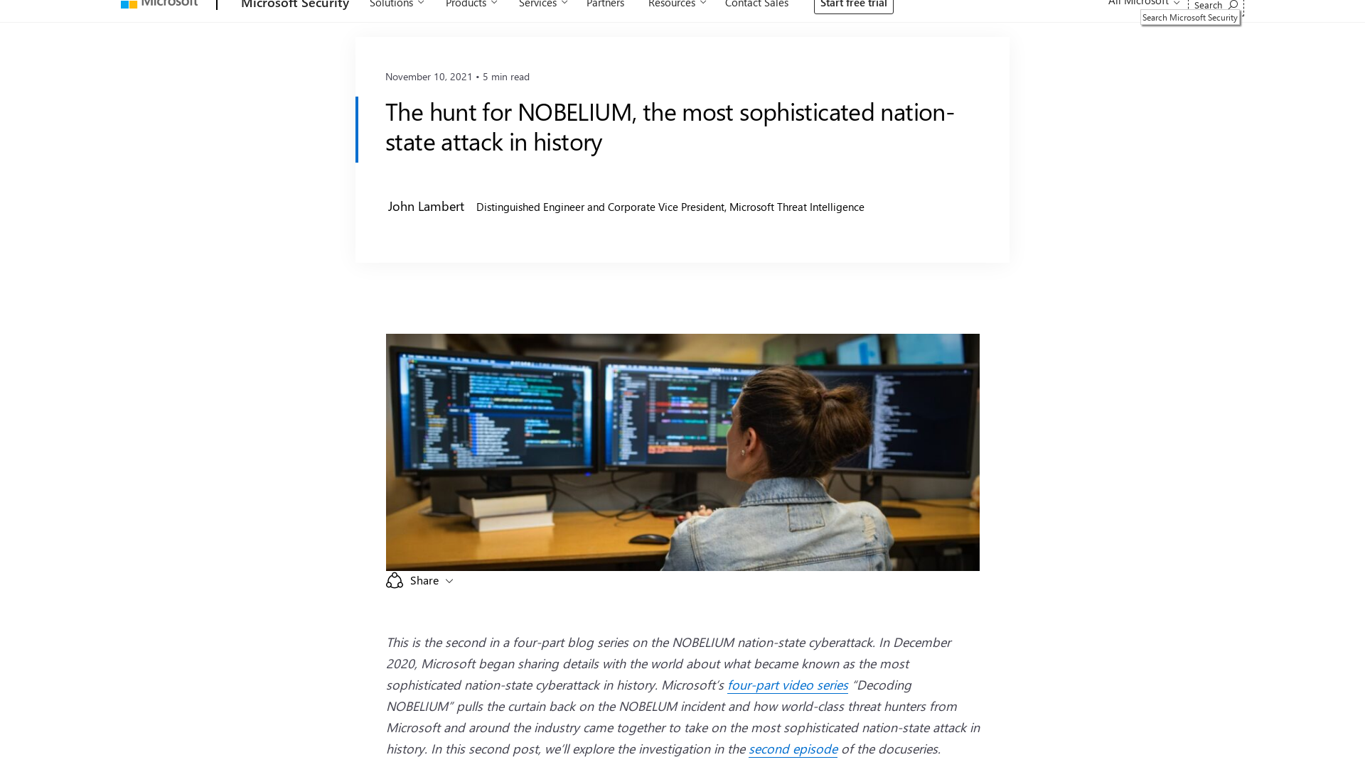 The hunt for NOBELIUM, the most sophisticated nation-state attack in history - Microsoft Security Blog