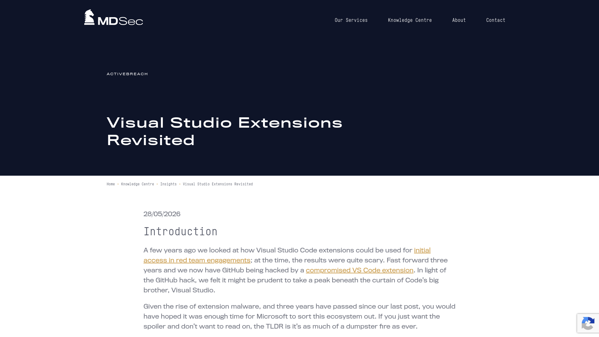 Visual Studio Extensions Revisited - MDSec