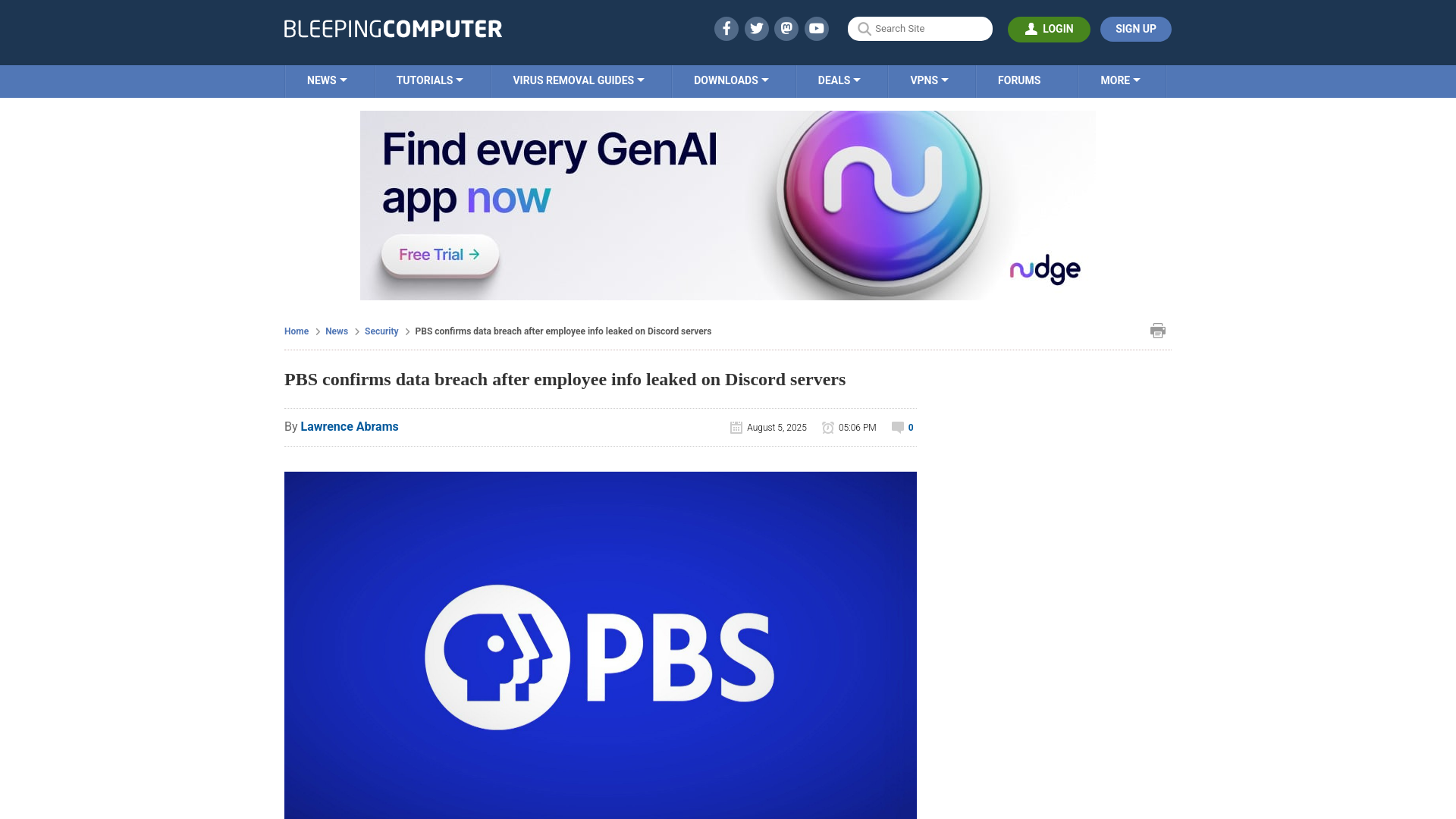 PBS confirms data breach after employee info leaked on Discord servers
