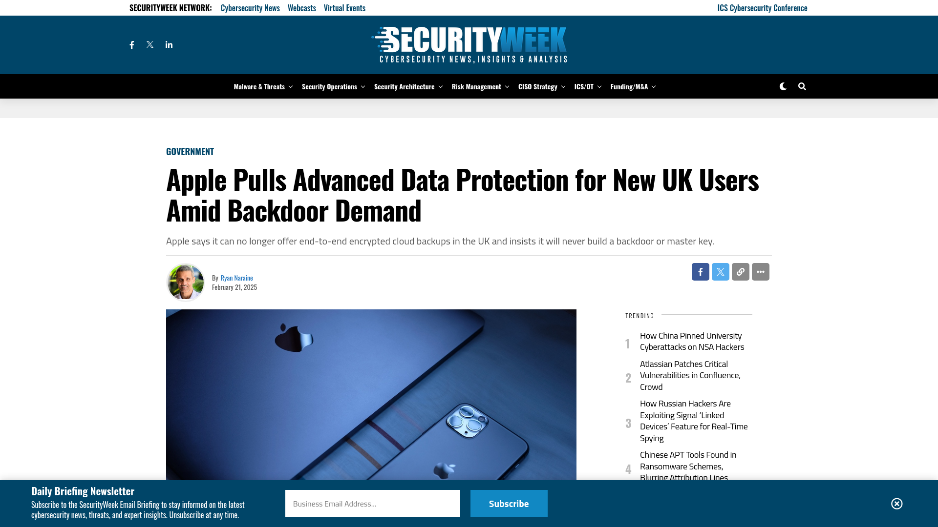 Apple Pulls Advanced Data Protection for New UK Users Amid Backdoor Demand - SecurityWeek