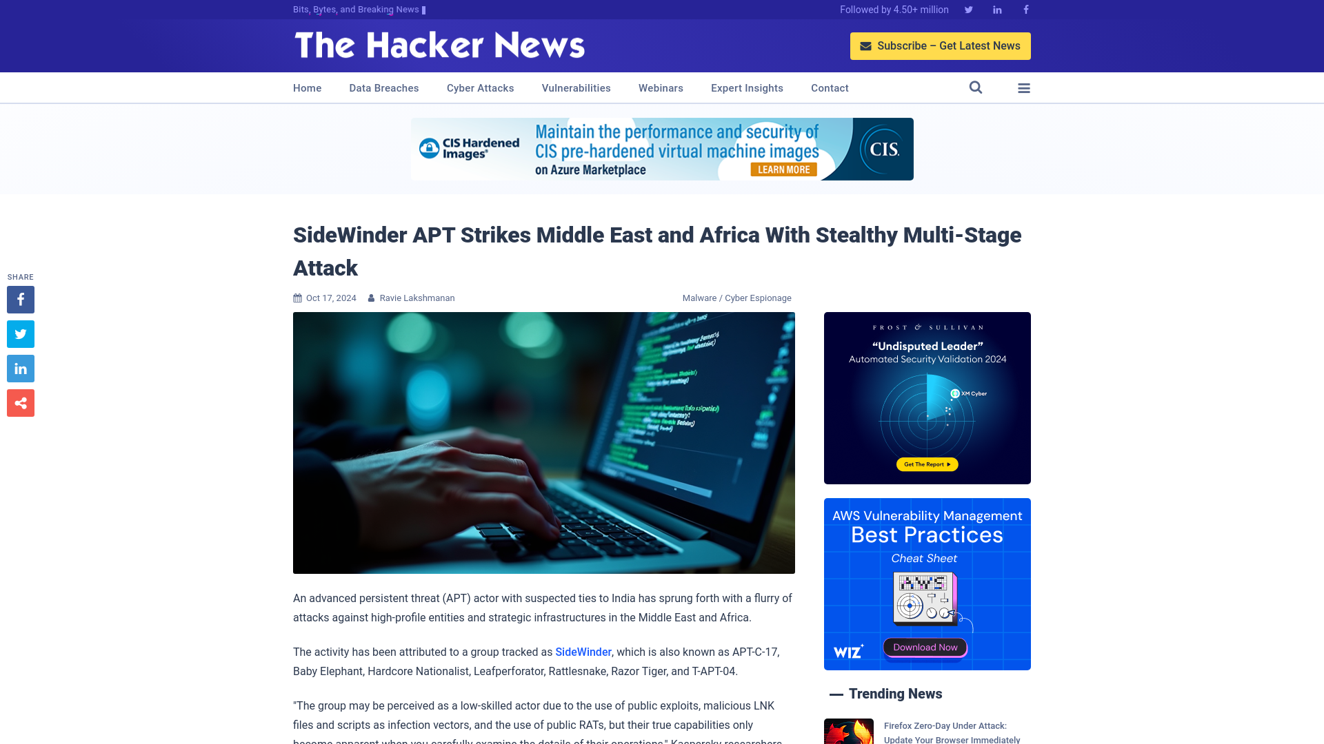 SideWinder APT Strikes Middle East and Africa With Stealthy Multi-Stage Attack