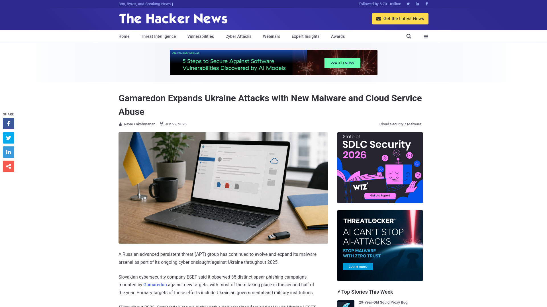 Gamaredon Expands Ukraine Attacks with New Malware and Cloud Service Abuse