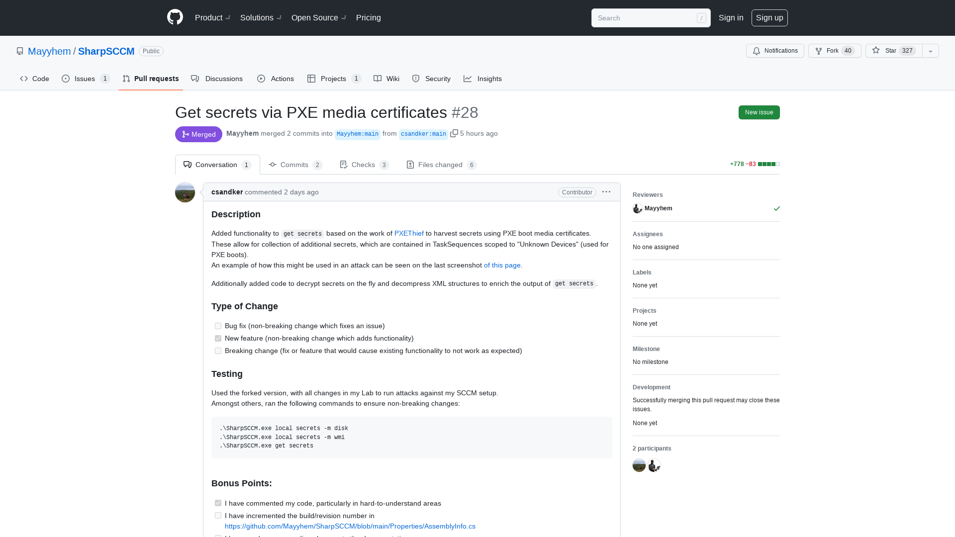 Get secrets via PXE media certificates by csandker · Pull Request #28 · Mayyhem/SharpSCCM · GitHub