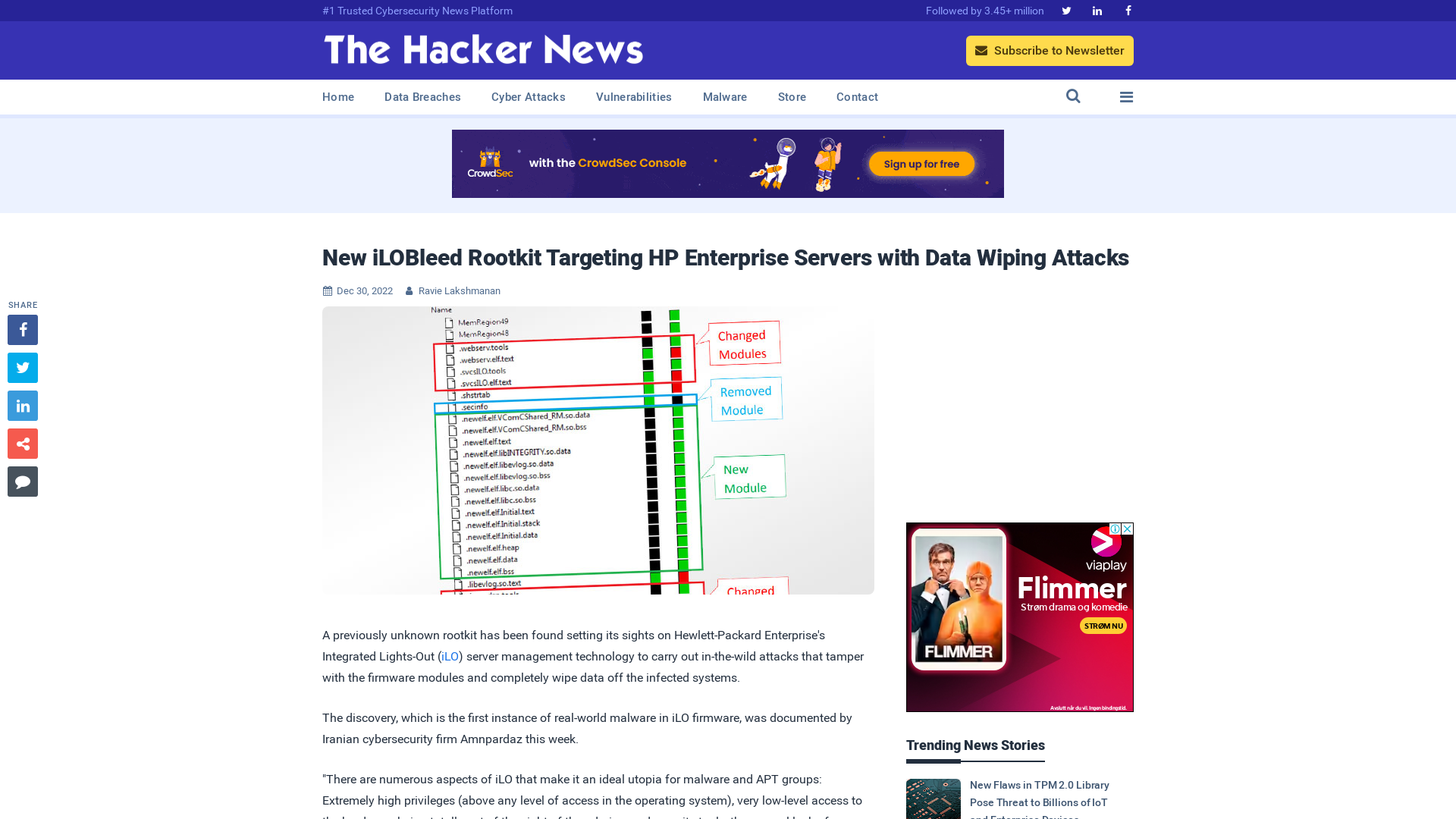 New iLOBleed Rootkit Targeting HP Enterprise Servers with Data Wiping Attacks