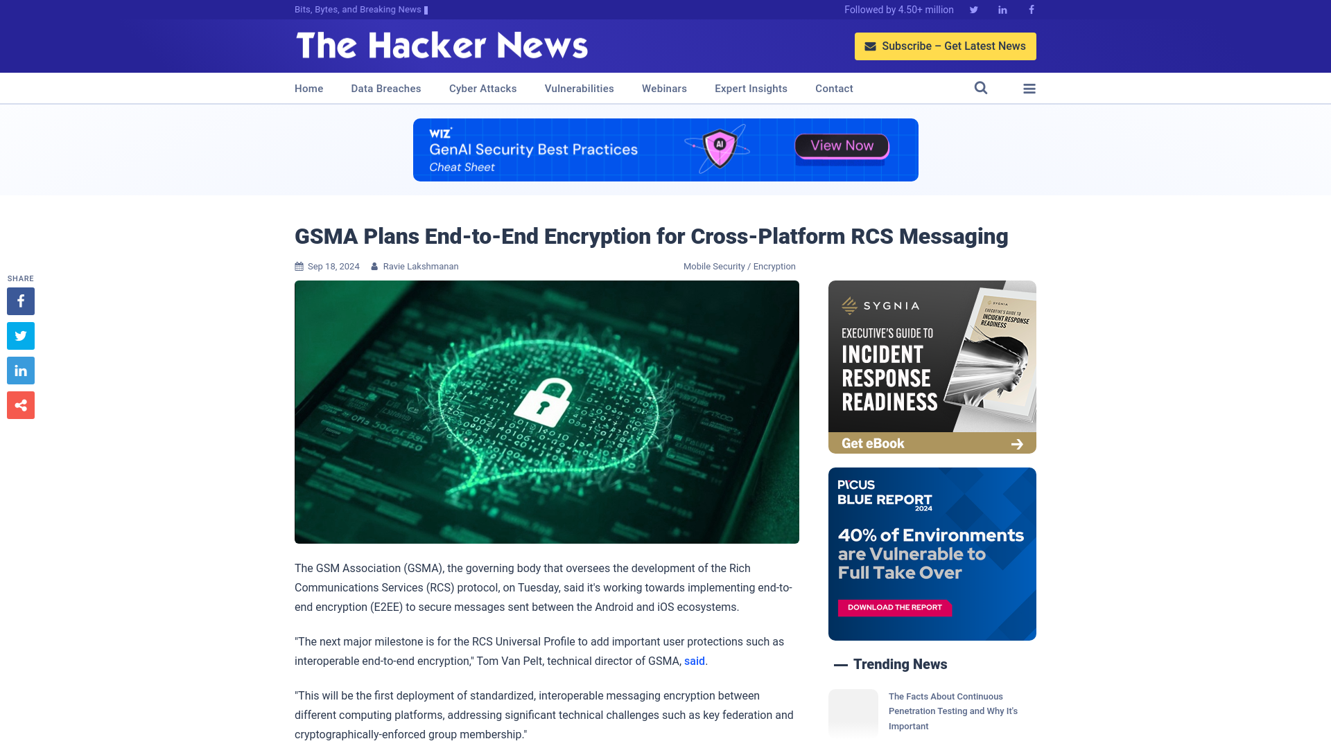 GSMA Plans End-to-End Encryption for Cross-Platform RCS Messaging