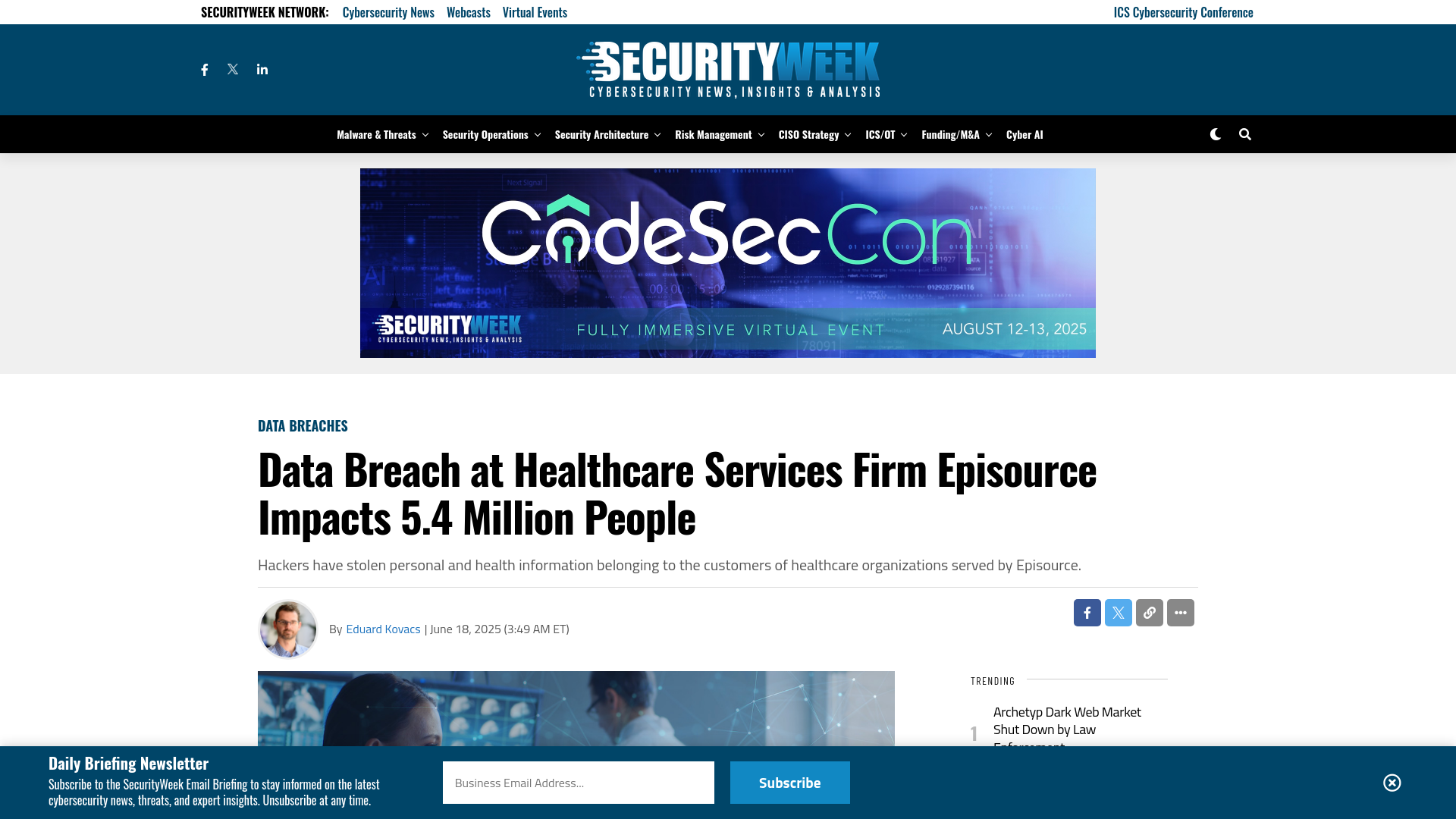 Data Breach at Healthcare Services Firm Episource Impacts 5.4 Million People - SecurityWeek