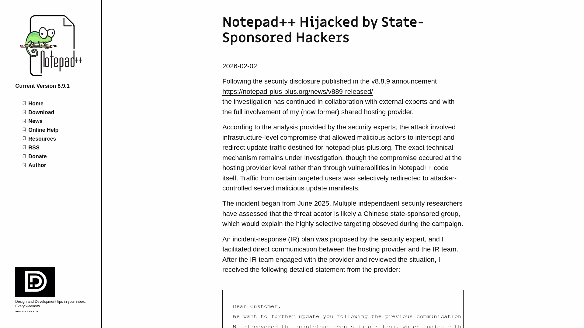 Notepad++ Hijacked by State-Sponsored Hackers | Notepad++