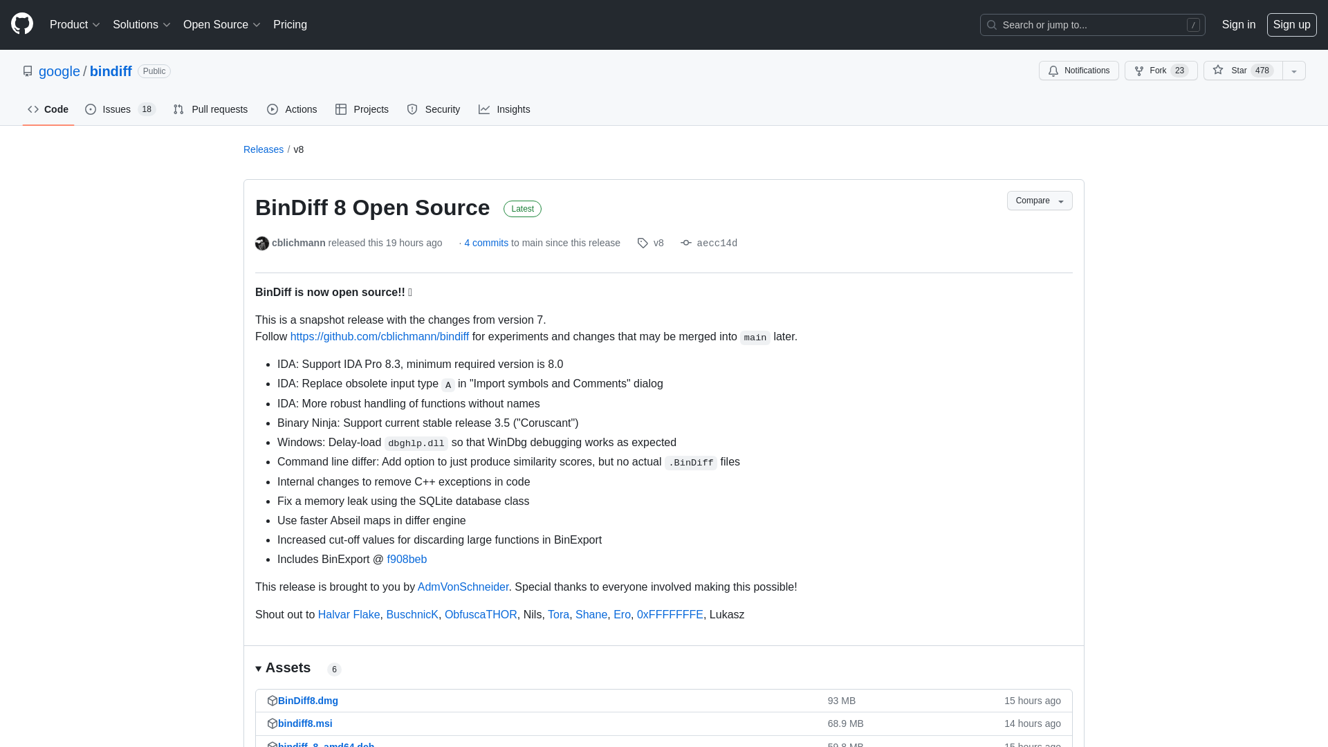 Release BinDiff 8 Open Source · google/bindiff · GitHub