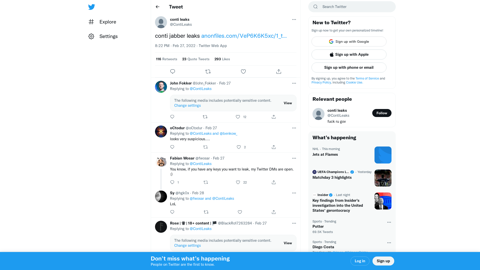 conti leaks on Twitter: "conti jabber leaks https://t.co/0FzXiXhI2d" / Twitter