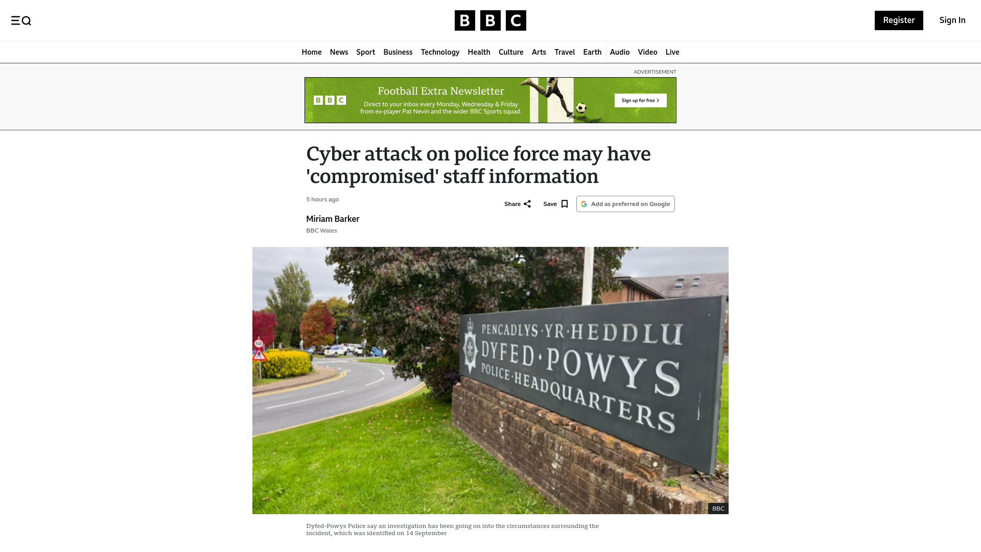 Cyber attack on Dyfed-Powys Police may have 'compromised' staff information