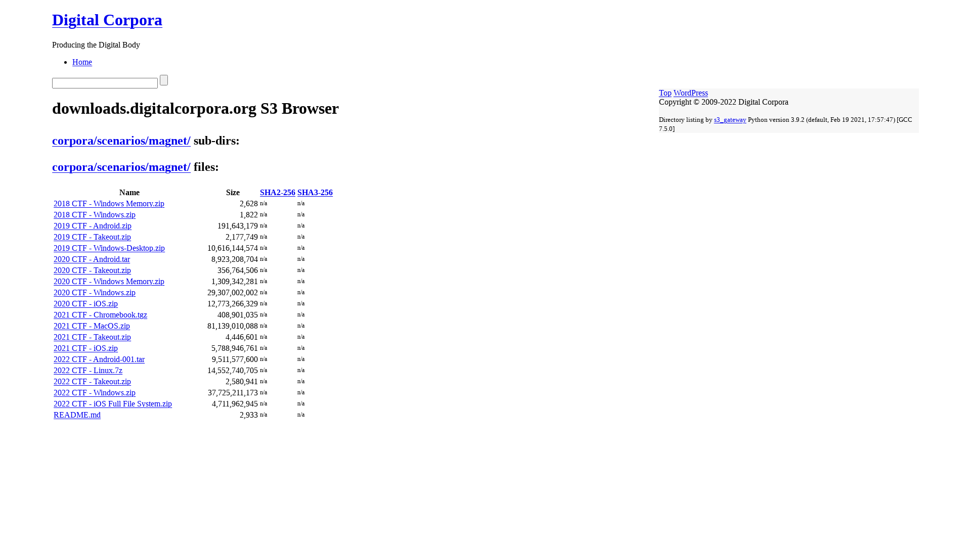 Digital Corpora Downloads: corpora/scenarios/magnet/