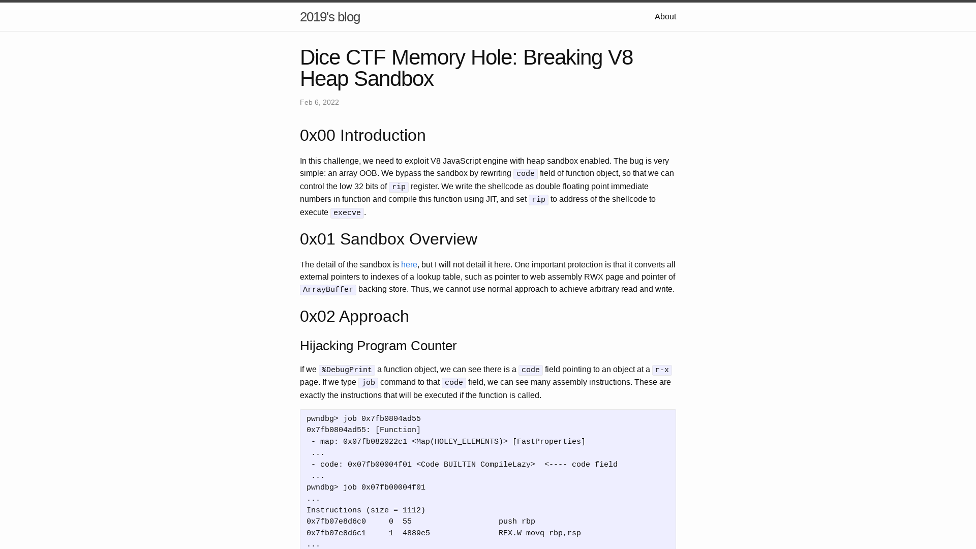Dice CTF Memory Hole: Breaking V8 Heap Sandbox