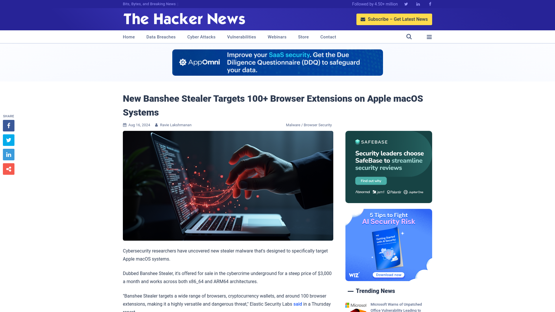 New Banshee Stealer Targets 100+ Browser Extensions on Apple macOS Systems