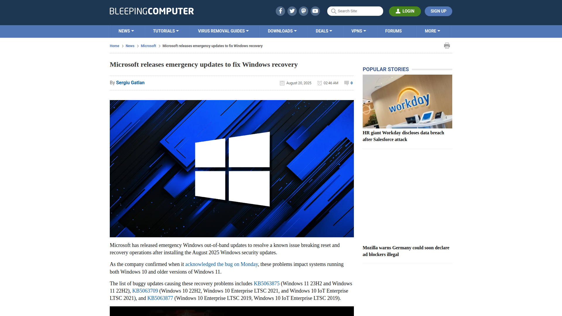 Microsoft releases emergency updates to fix Windows recovery