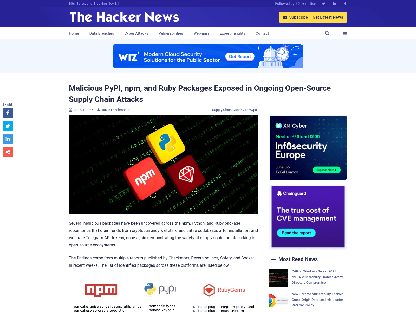 Malicious PyPI, npm, and Ruby Packages Exposed in Ongoing Open-Source Supply Chain Attacks