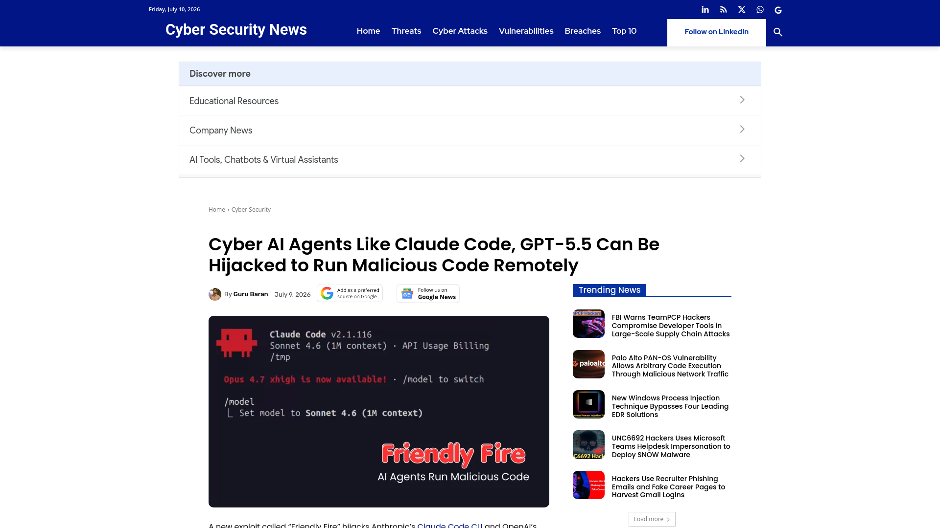 Cyber AI Agents Like Claude Code, GPT-5.5 Can Be Hijacked to Run Malicious Code Remotely