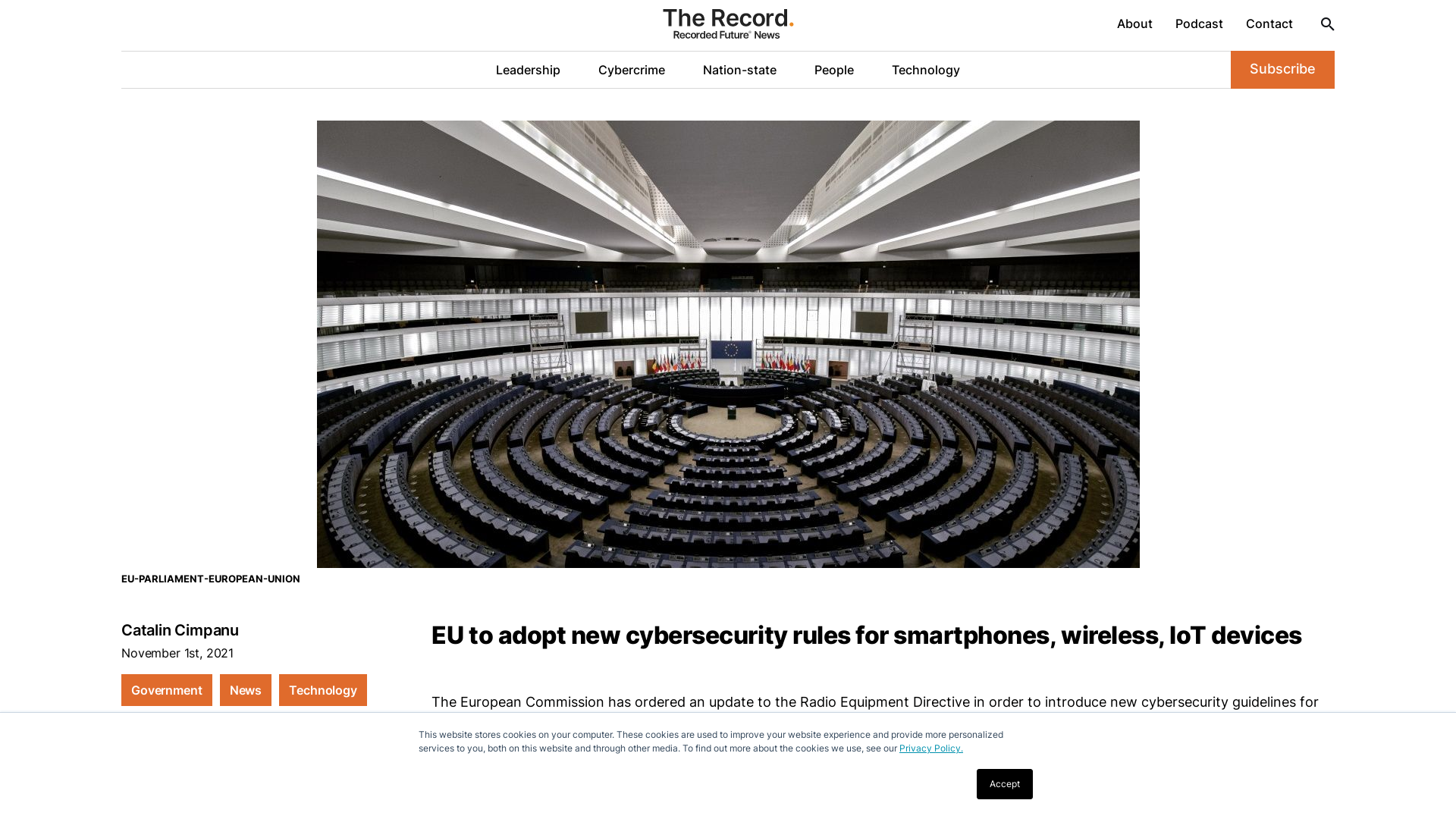 EU to adopt new cybersecurity rules for smartphones, wireless, IoT devices