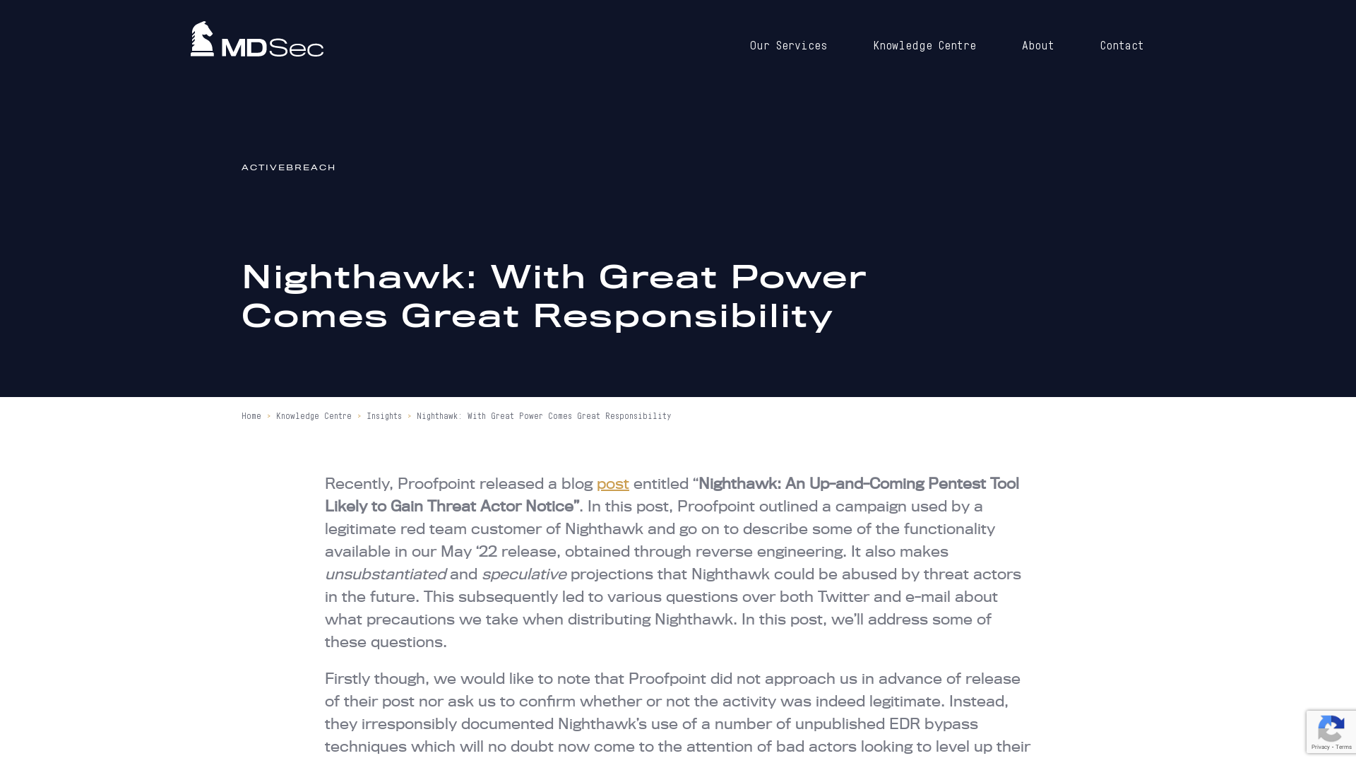 Nighthawk: With Great Power Comes Great Responsibility - MDSec