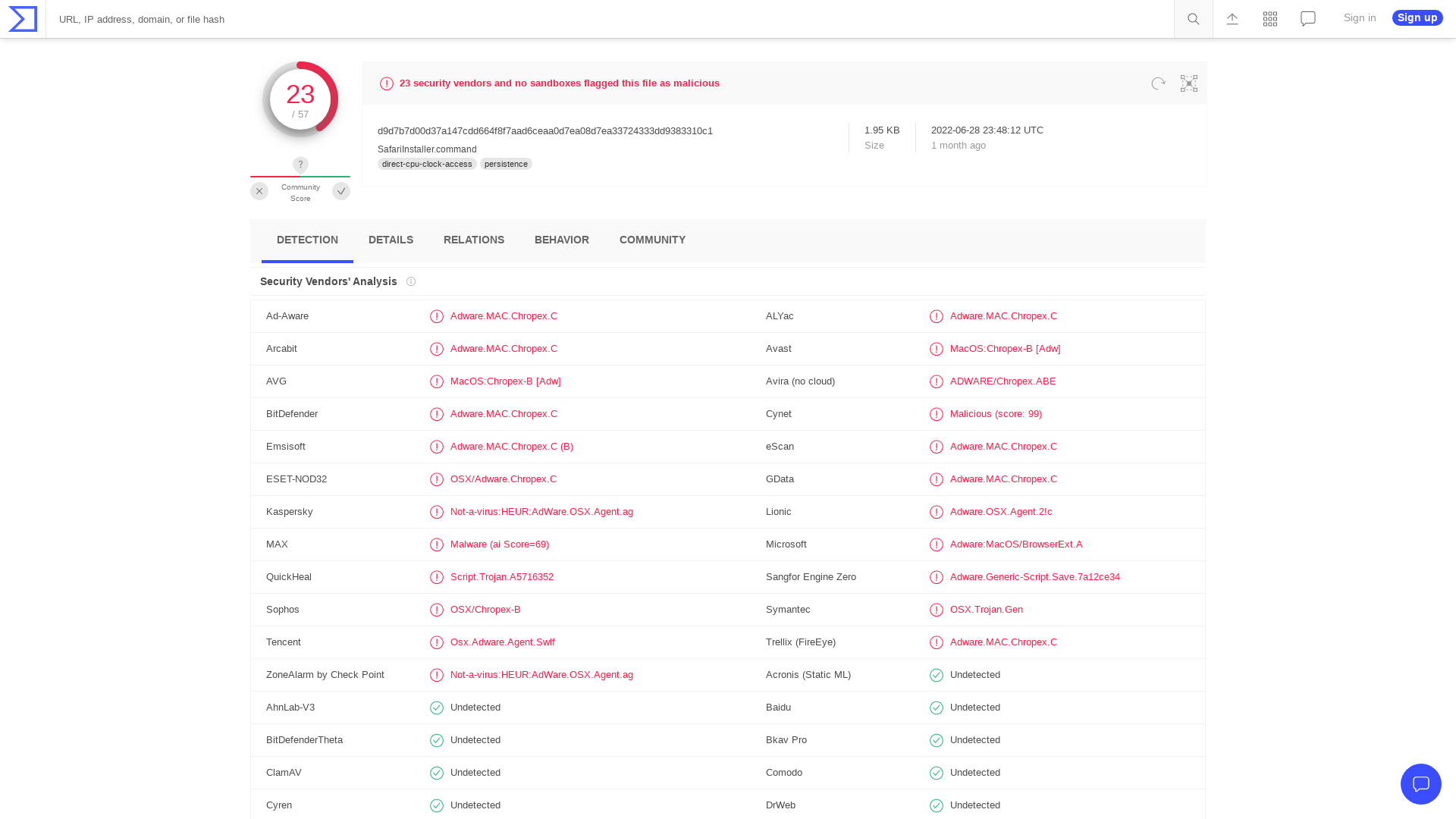VirusTotal - File - d9d7b7d00d37a147cdd664f8f7aad6ceaa0d7ea08d7ea33724333dd9383310c1