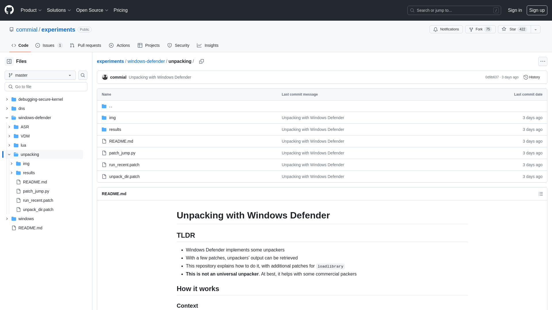 experiments/windows-defender/unpacking at master · commial/experiments · GitHub