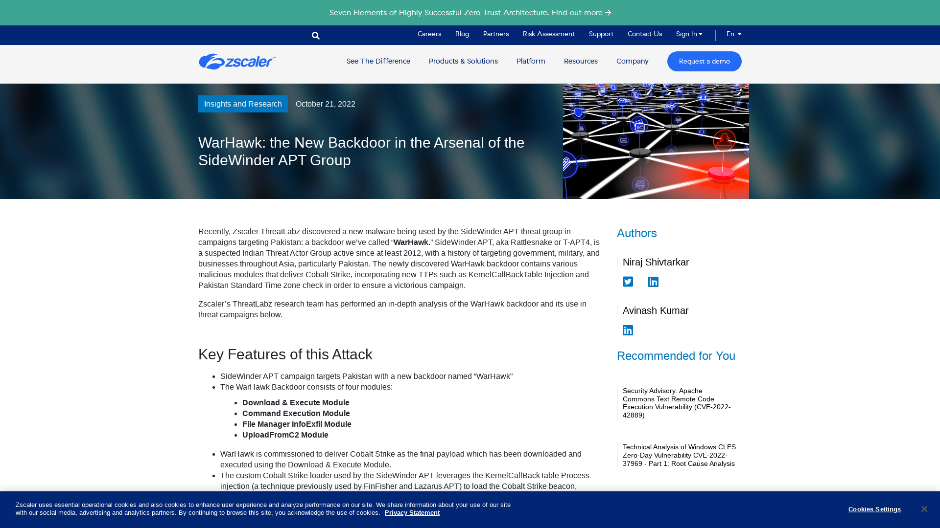 WarHawk: the New Backdoor in the Arsenal of the SideWinder APT Group | Zscaler