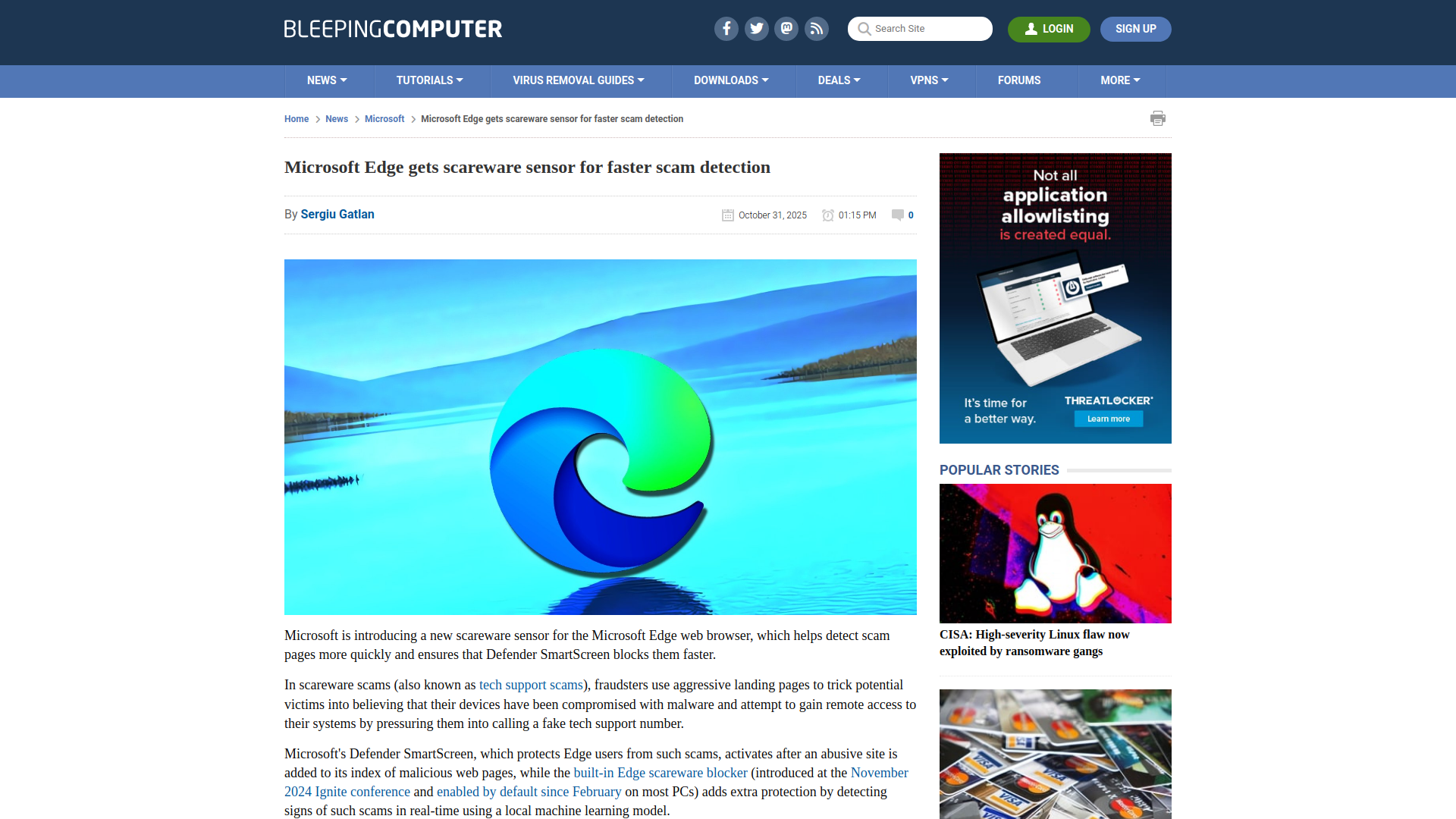 Microsoft Edge gets scareware sensor for faster scam detection