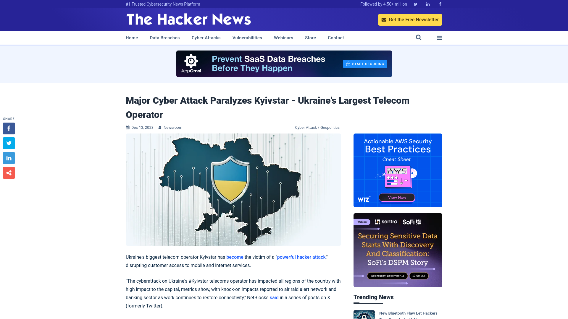 Major Cyber Attack Paralyzes Kyivstar - Ukraine's Largest Telecom Operator