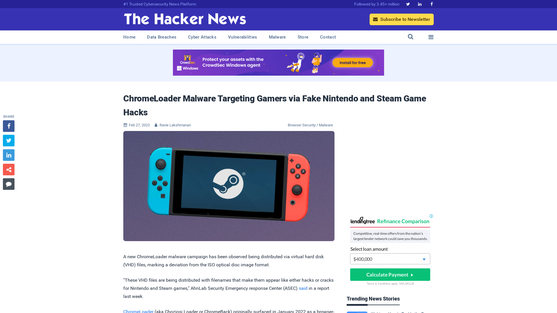 ChromeLoader Malware Targeting Gamers via Fake Nintendo and Steam Game Hacks