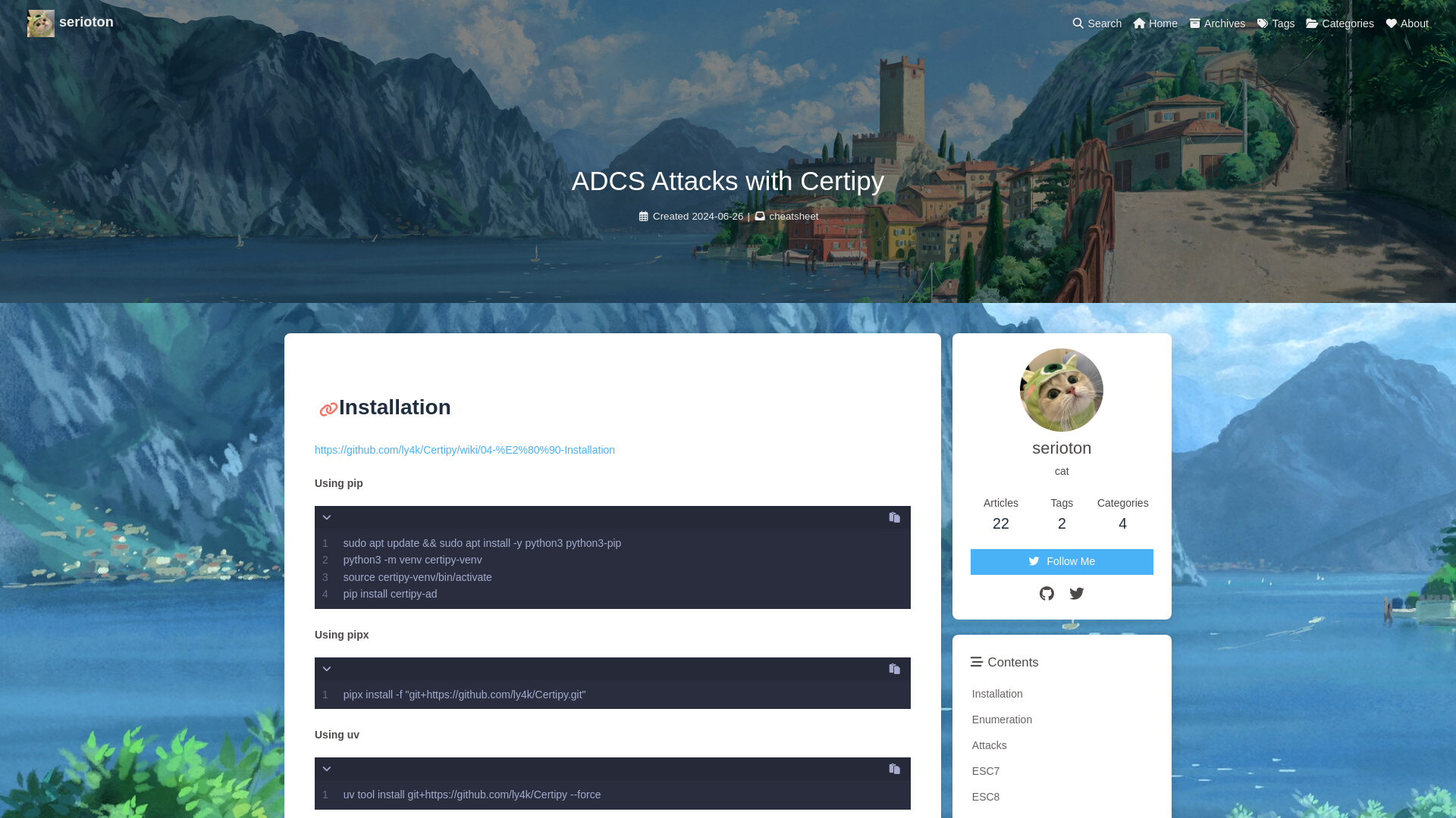 ADCS Attacks with Certipy | serioton
