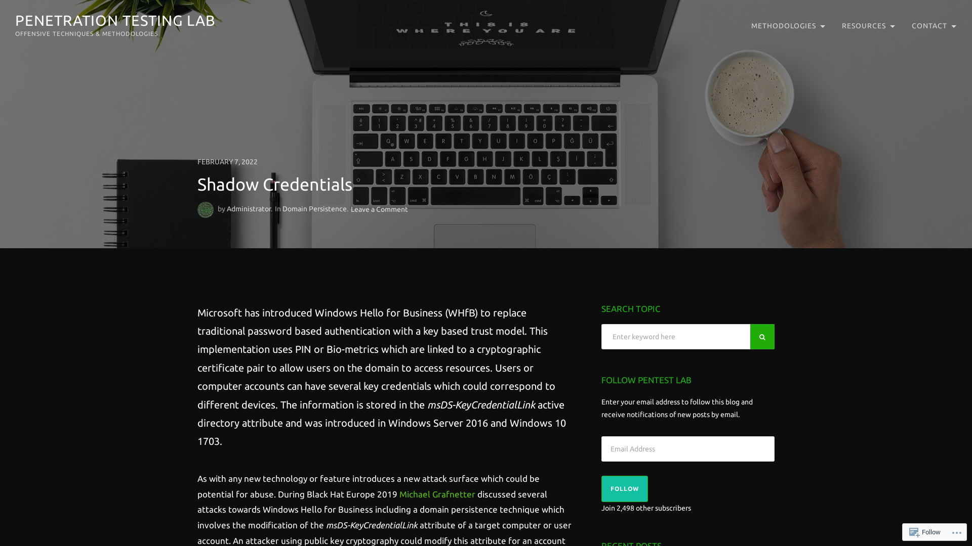 Shadow Credentials – Penetration Testing Lab