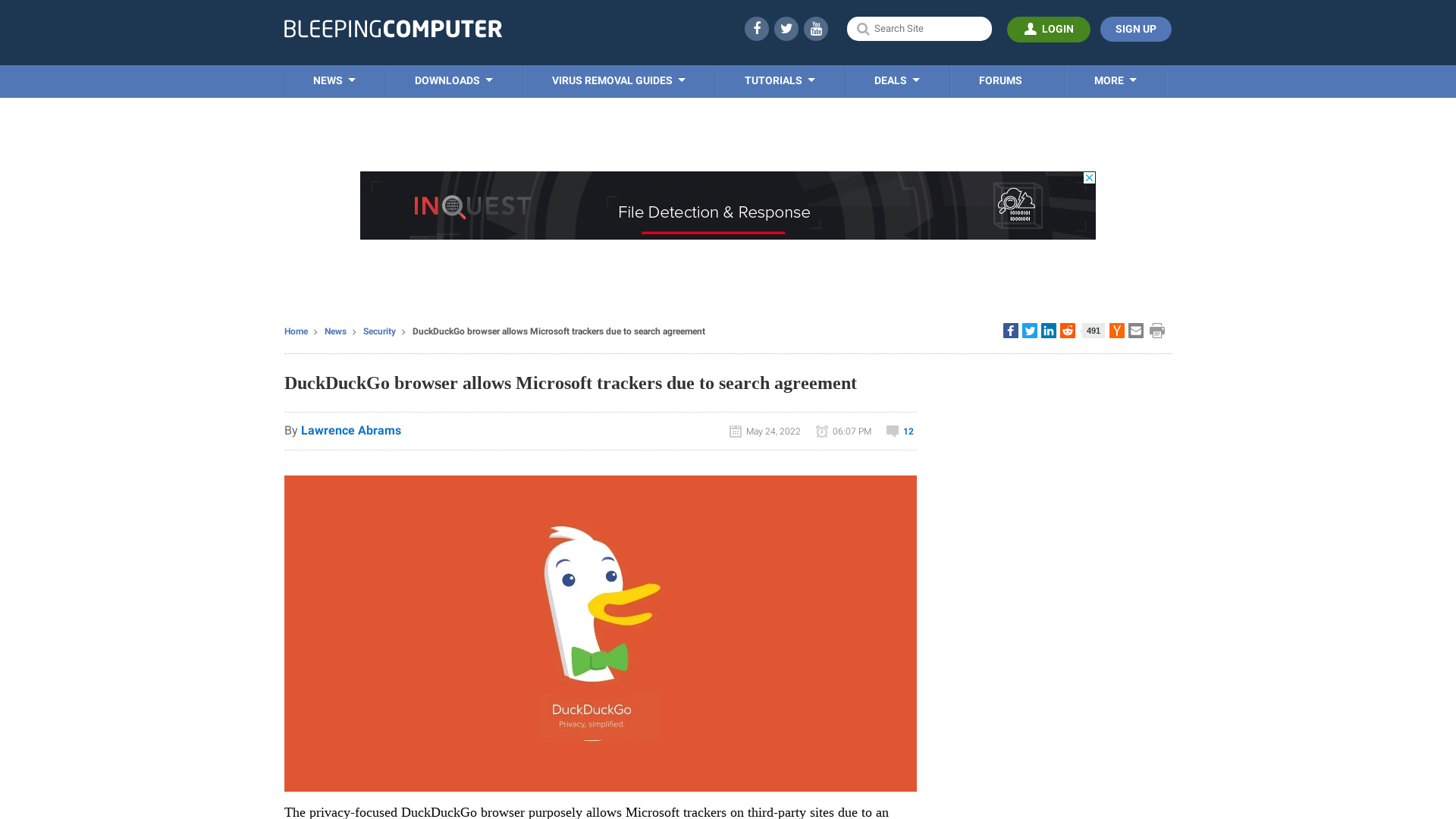 DuckDuckGo browser allows Microsoft trackers due to search agreement