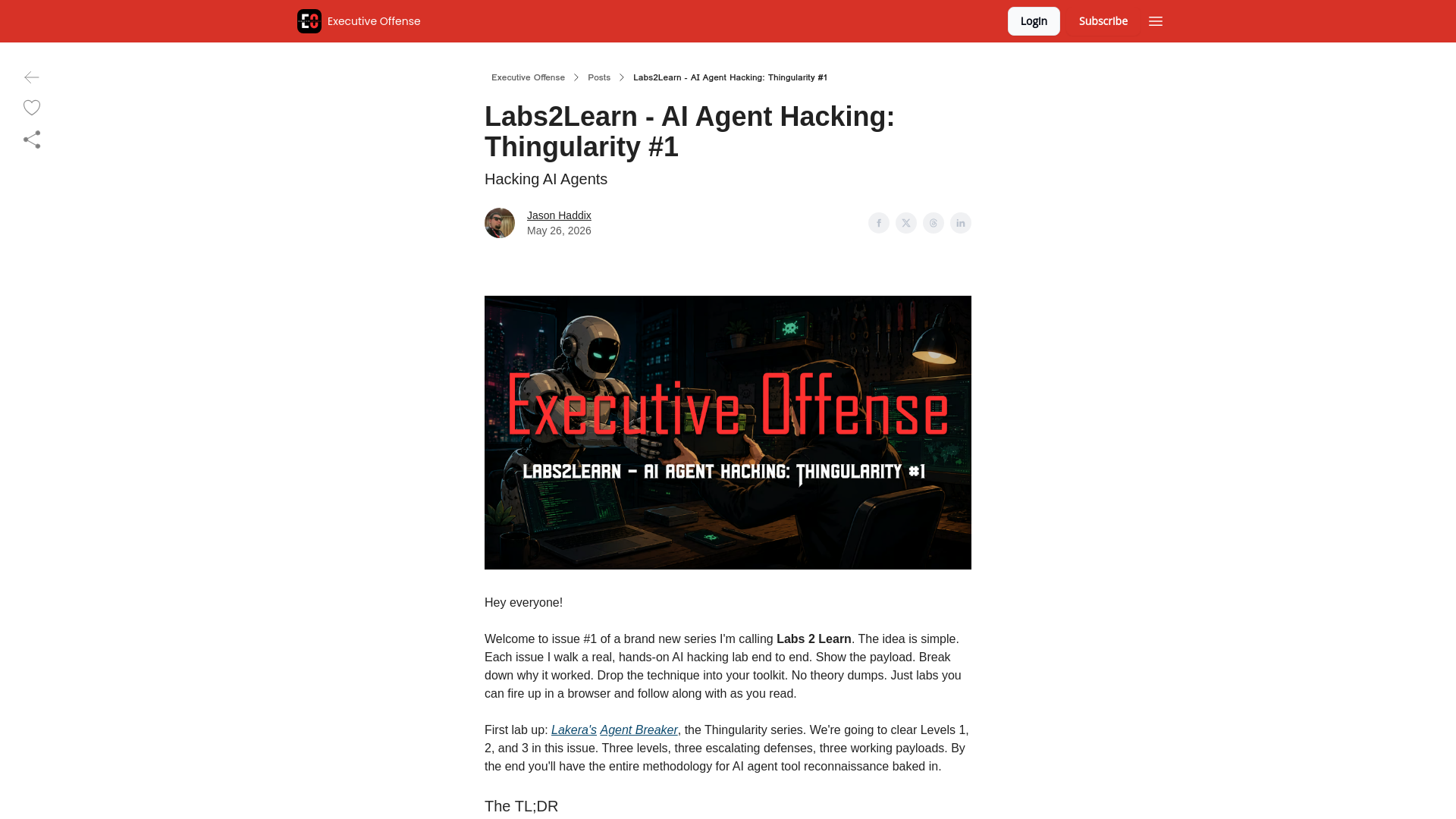 Labs2Learn - AI Agent Hacking: Thingularity #1