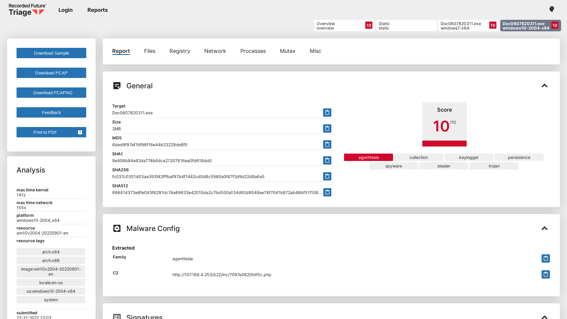 Triage | Behavioral Report