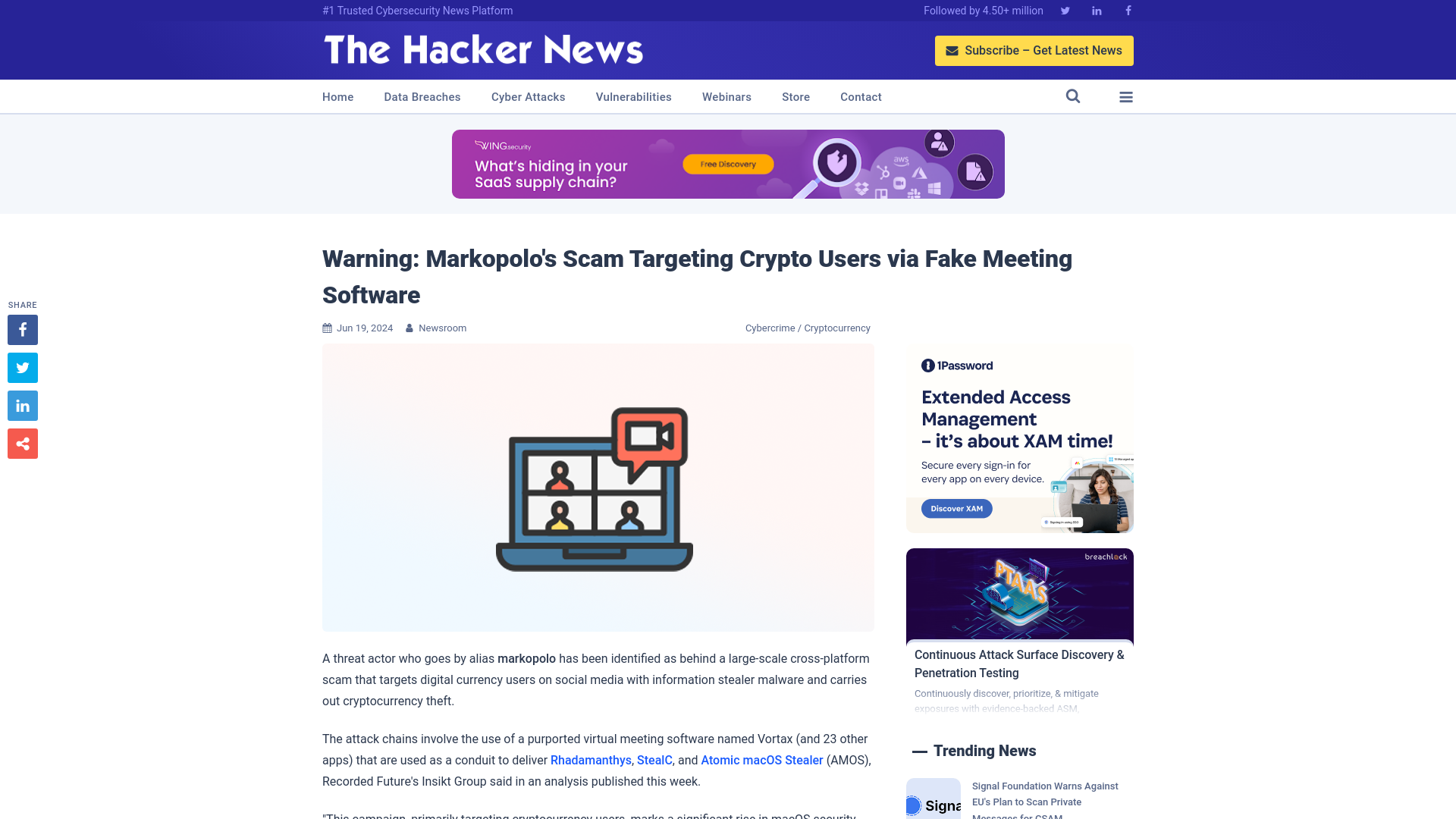 Warning: Markopolo's Scam Targeting Crypto Users via Fake Meeting Software