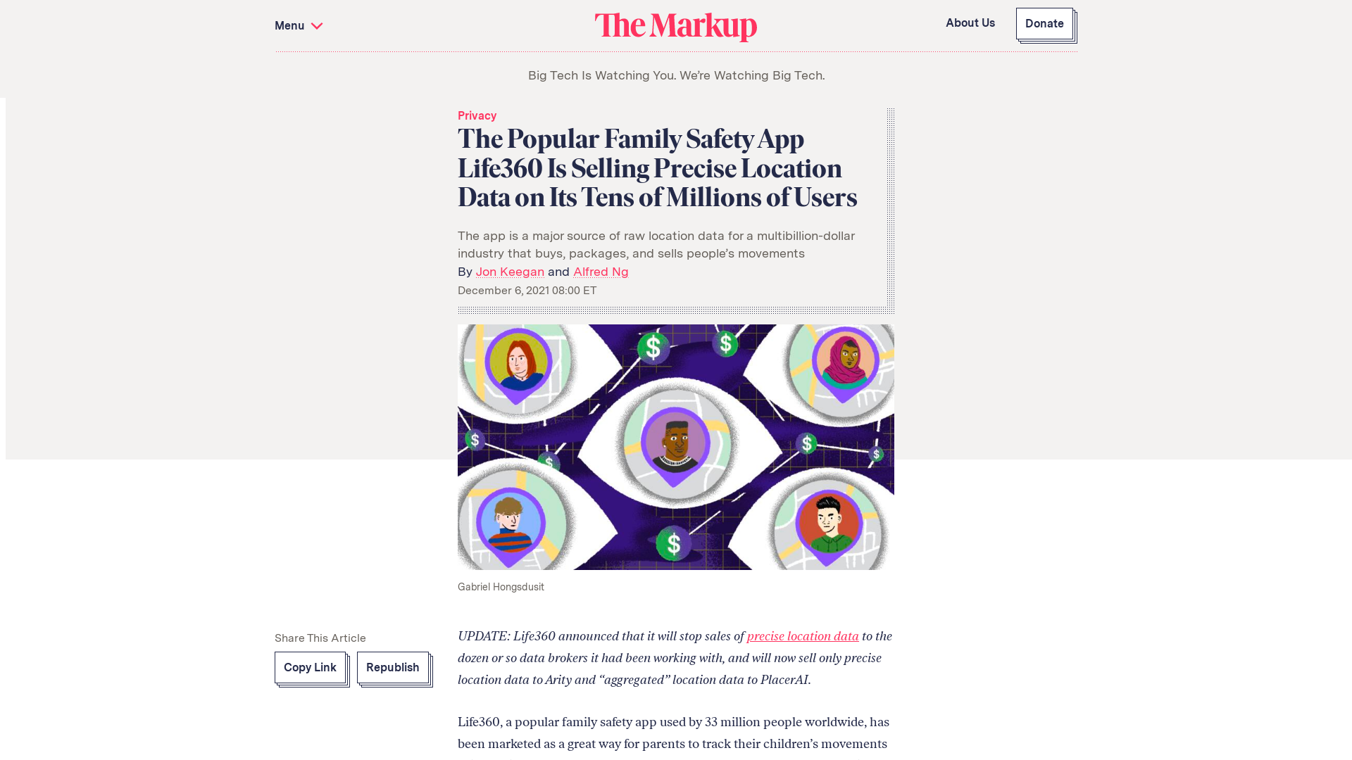 The Popular Family Safety App Life360 Is Selling Precise Location Data on Its Tens of Millions of Users – The Markup