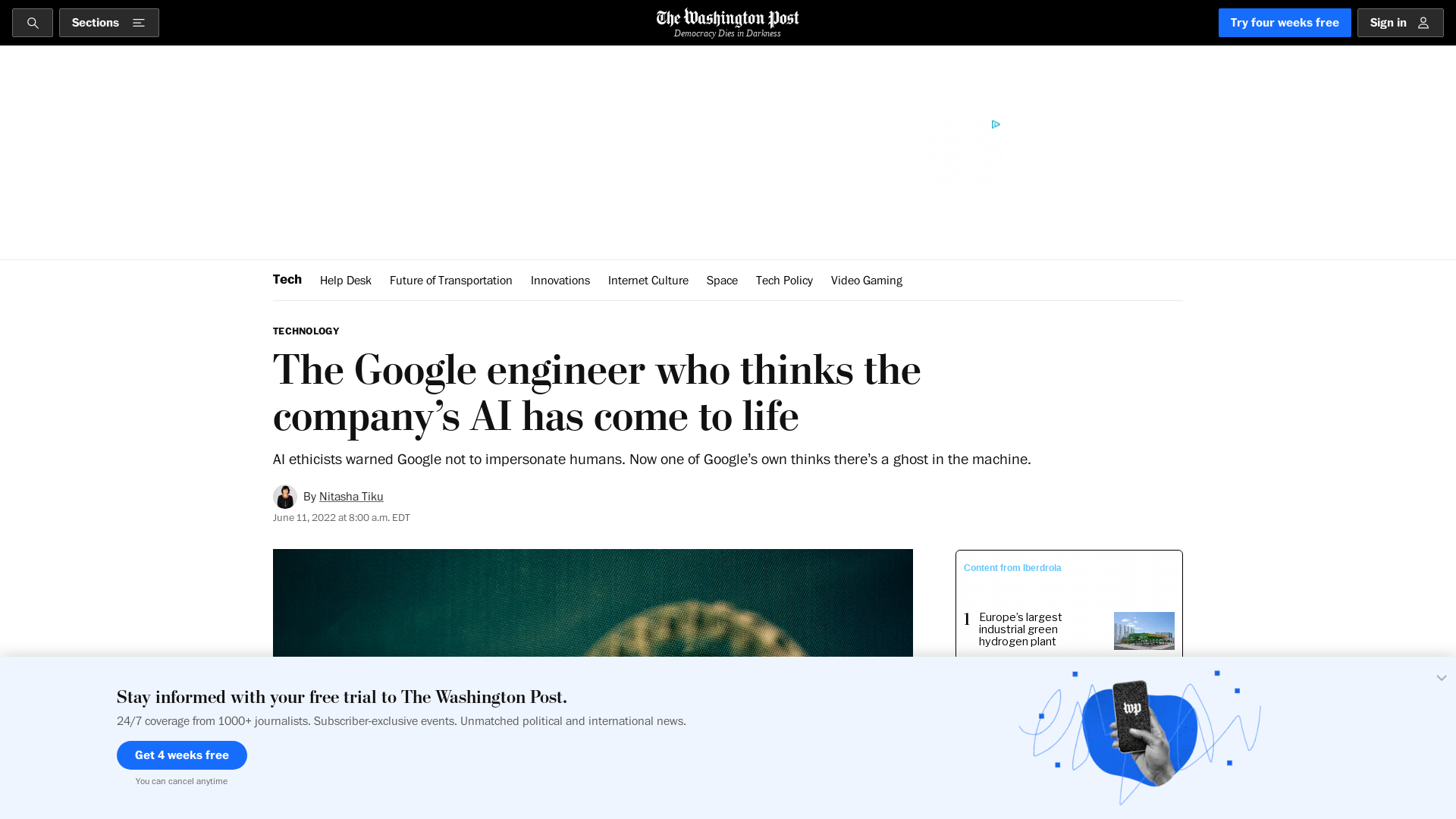 Google engineer Blake Lemoine thinks its LaMDA AI has come to life - The Washington Post