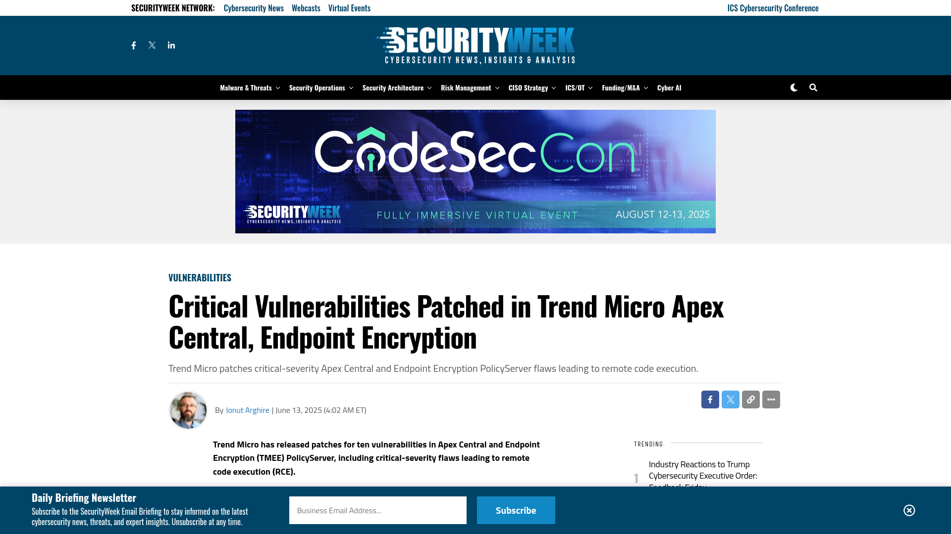 Critical Vulnerabilities Patched in Trend Micro Apex Central, Endpoint Encryption - SecurityWeek