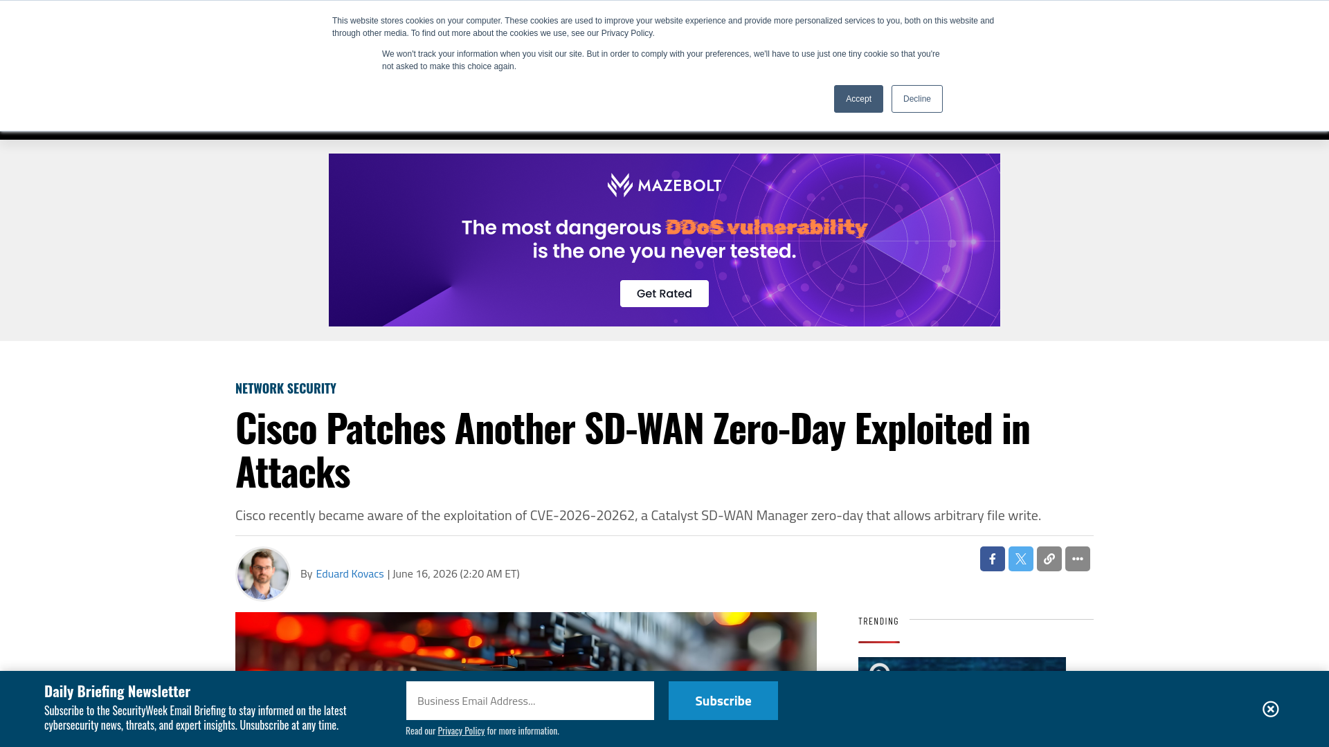Cisco Patches Another SD-WAN Zero-Day Exploited in Attacks - SecurityWeek