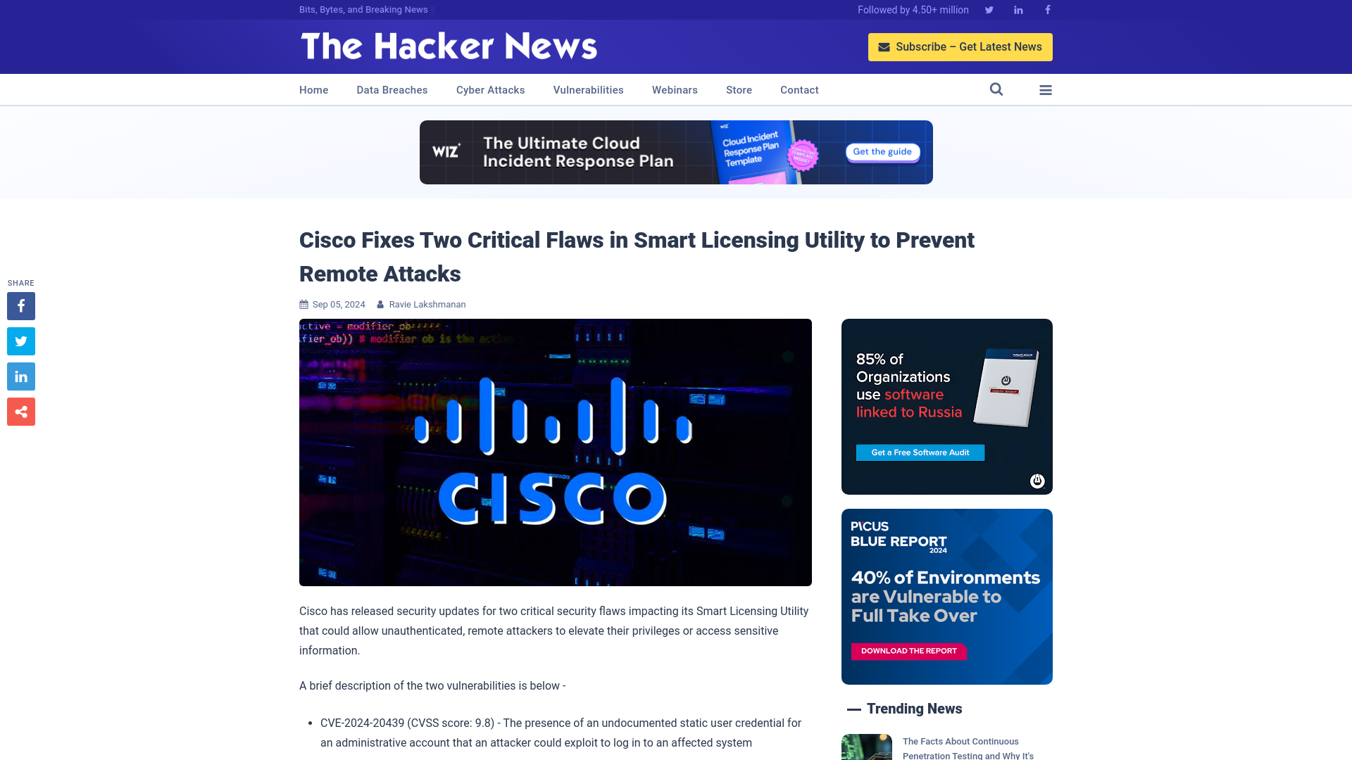 Cisco Fixes Two Critical Flaws in Smart Licensing Utility to Prevent Remote Attacks