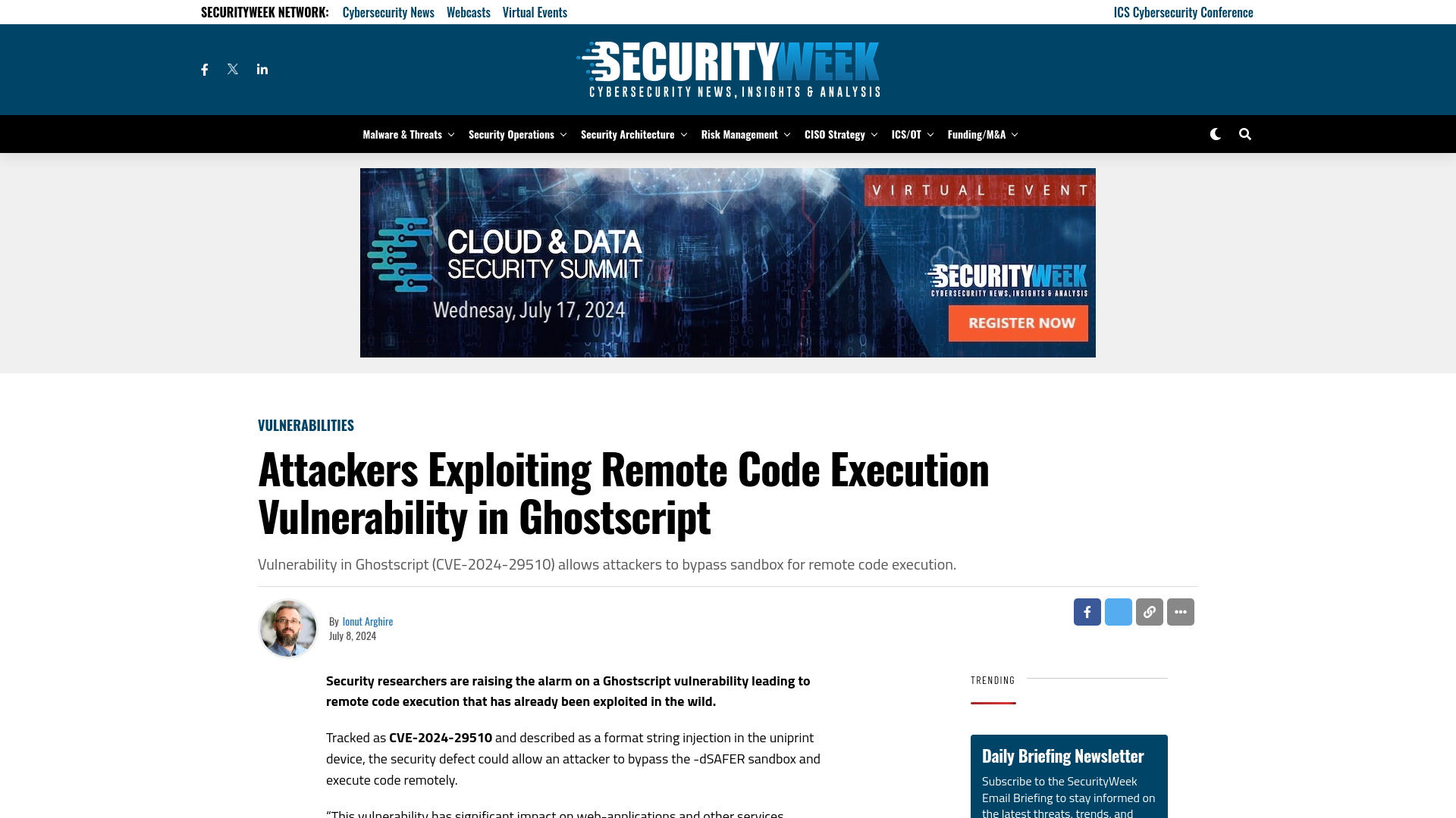 Attackers Exploiting Remote Code Execution Vulnerability in Ghostscript - SecurityWeek