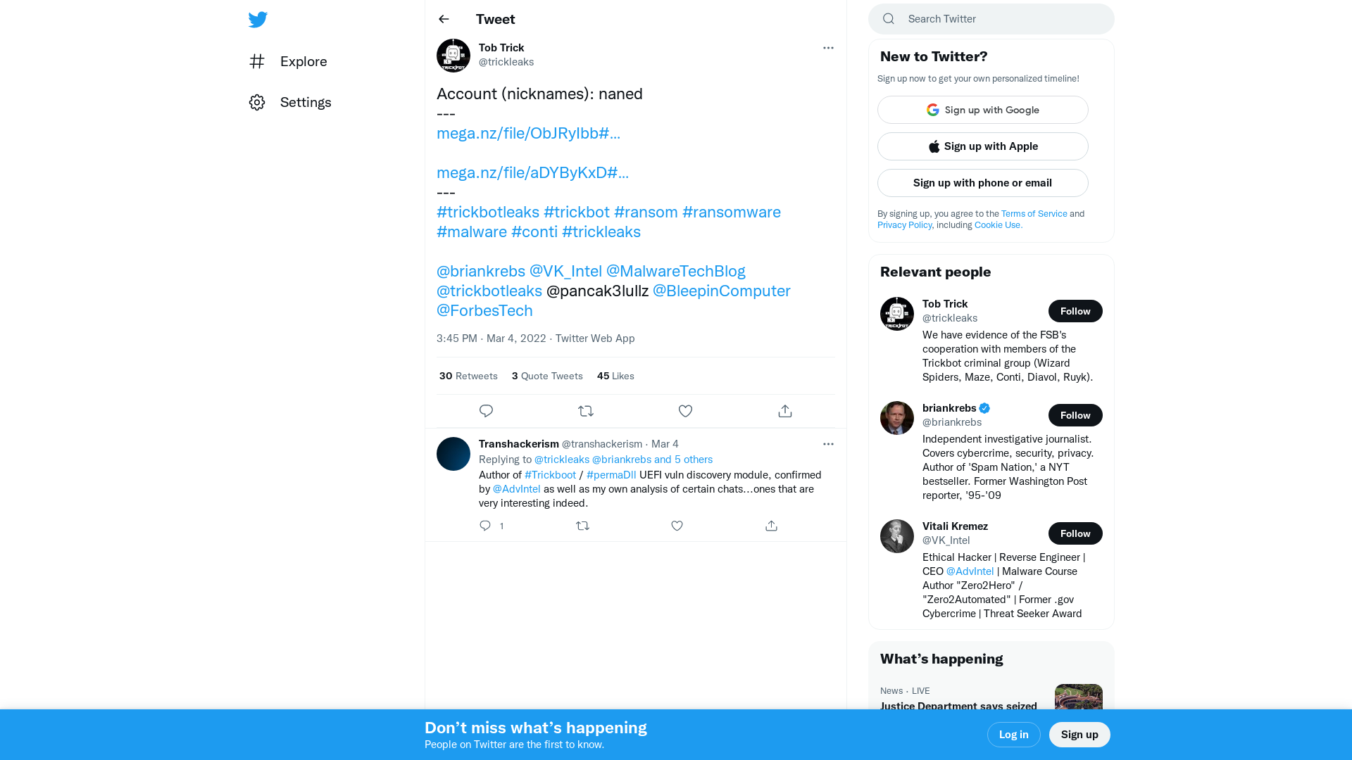 Tob Trick on Twitter: "Account (nicknames): naned --- https://t.co/CRCmsZxo42 https://t.co/R6wIYHpYXH --- #trickbotleaks #trickbot #ransom #ransomware #malware #conti #trickleaks @briankrebs @VK_Intel @MalwareTechBlog @trickbotleaks @pancak3lullz @BleepinComputer @ForbesTech" / Twitter