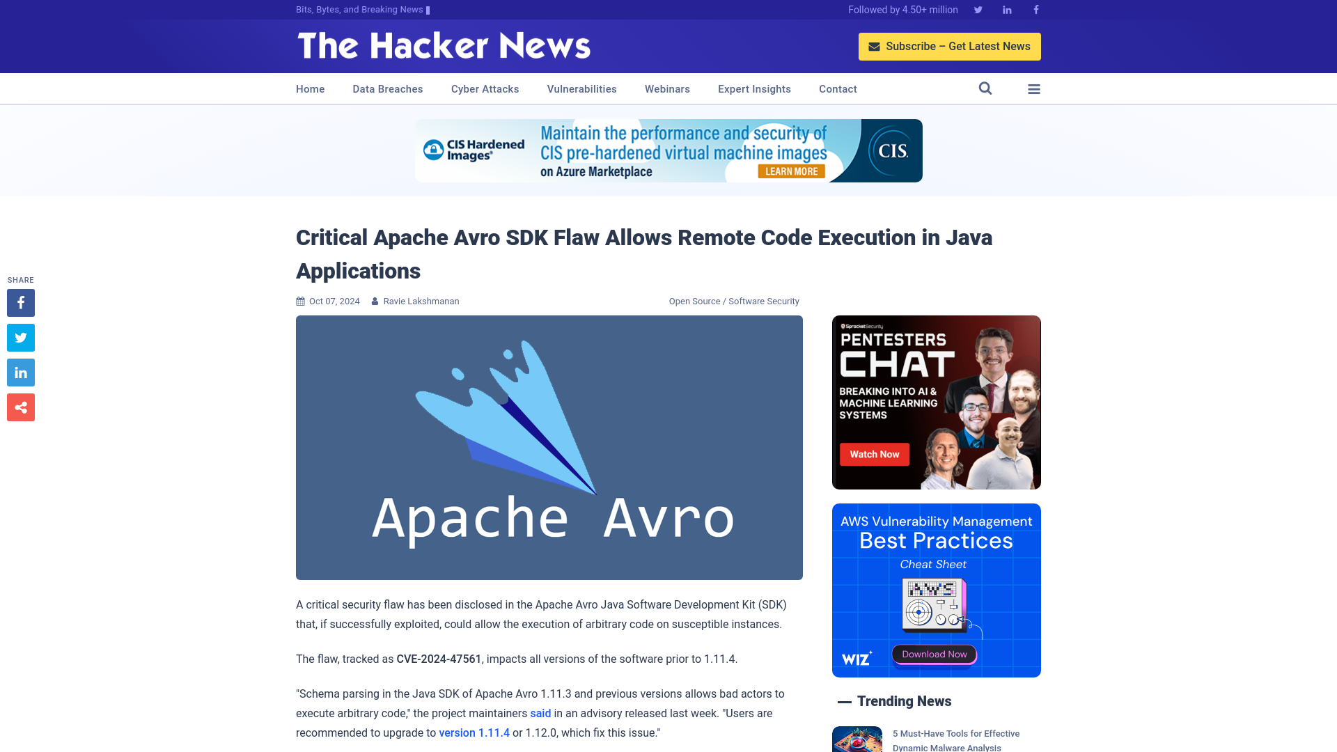 Critical Apache Avro SDK Flaw Allows Remote Code Execution in Java Applications