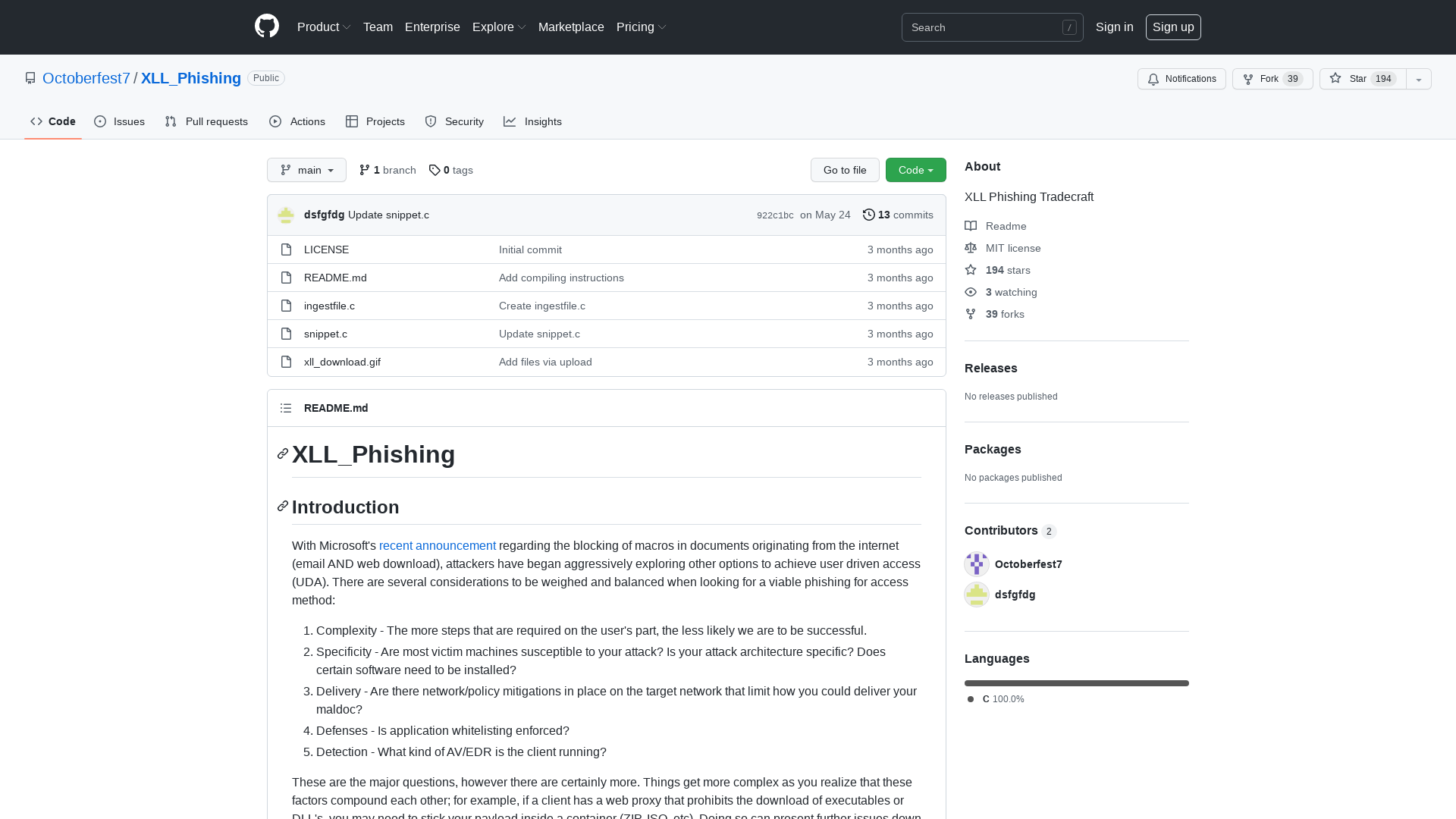 GitHub - Octoberfest7/XLL_Phishing: XLL Phishing Tradecraft