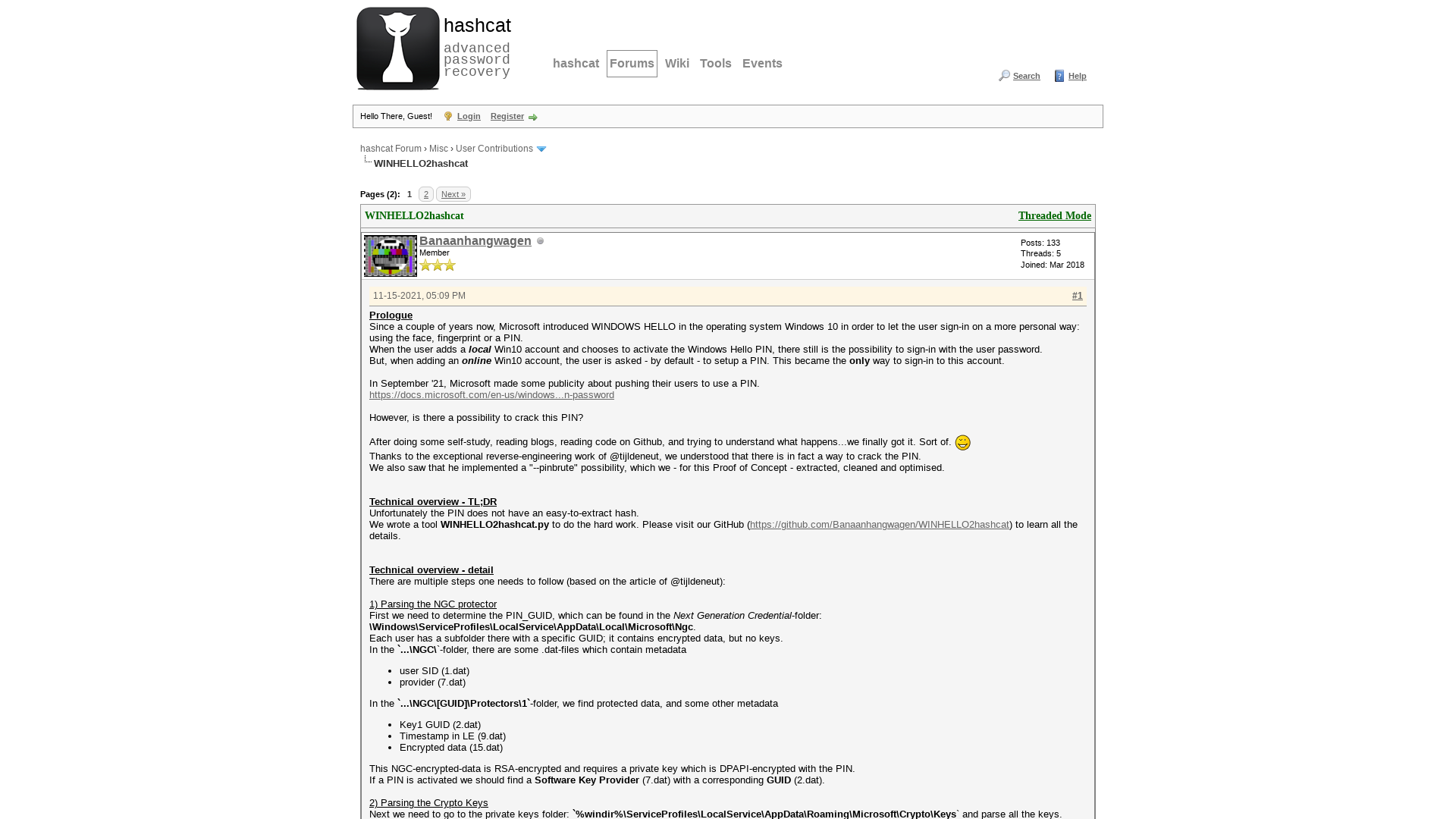 WINHELLO2hashcat