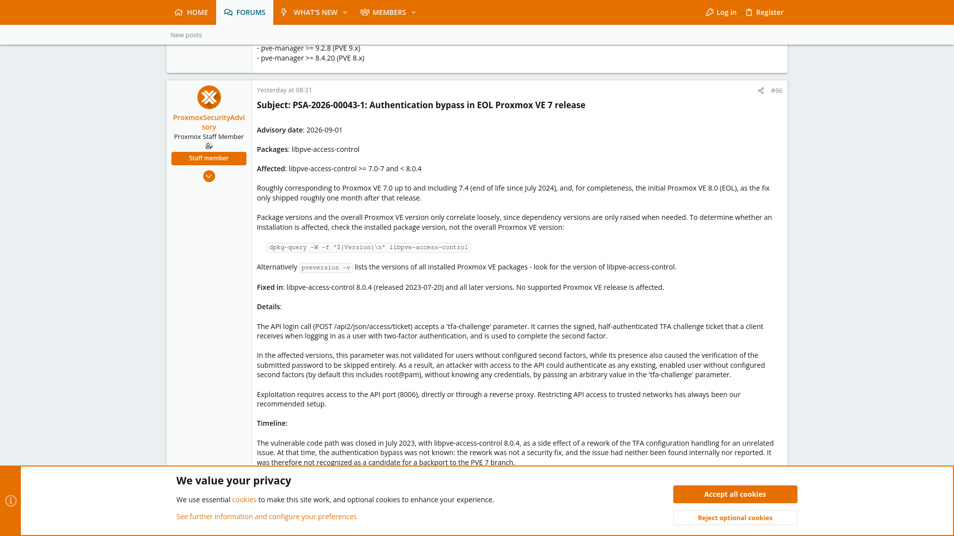 Proxmox Virtual Environment - Security Advisories | Page 4 | Proxmox Support Forum