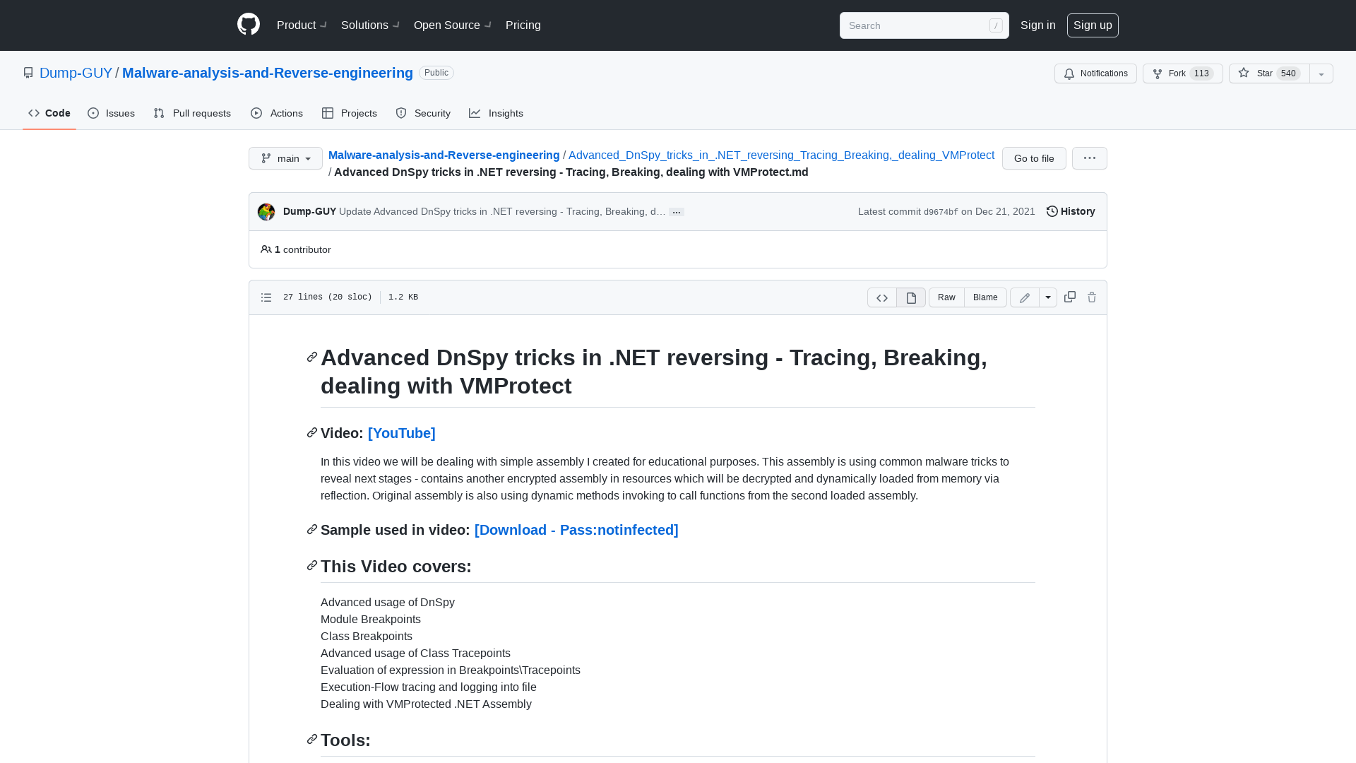 Malware-analysis-and-Reverse-engineering/Advanced DnSpy tricks in .NET reversing - Tracing, Breaking, dealing with VMProtect.md at main · Dump-GUY/Malware-analysis-and-Reverse-engineering · GitHub
