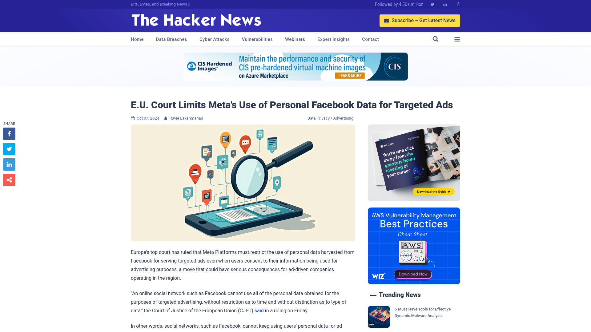 E.U. Court Limits Meta's Use of Personal Facebook Data for Targeted Ads